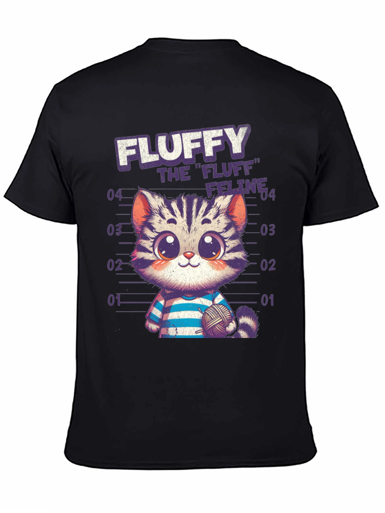 Black Fluffy Feline Graphic Tee - Soft Cotton Blend view 4