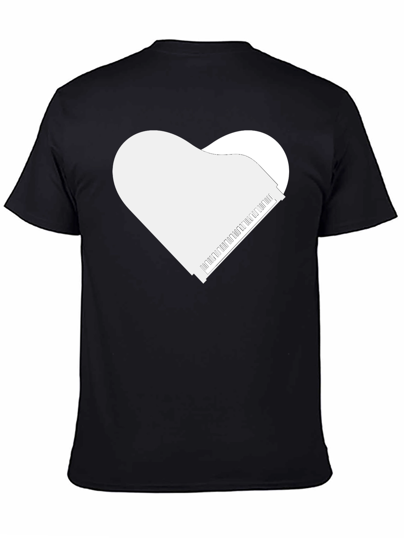 Black Piano Heart Tee - Music Lover's Black T-Shirt view 4