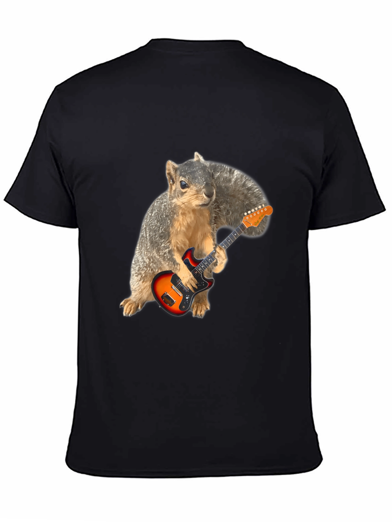 Black Squirrel Guitarist Graphic Tee - Black T-Shirt view 4