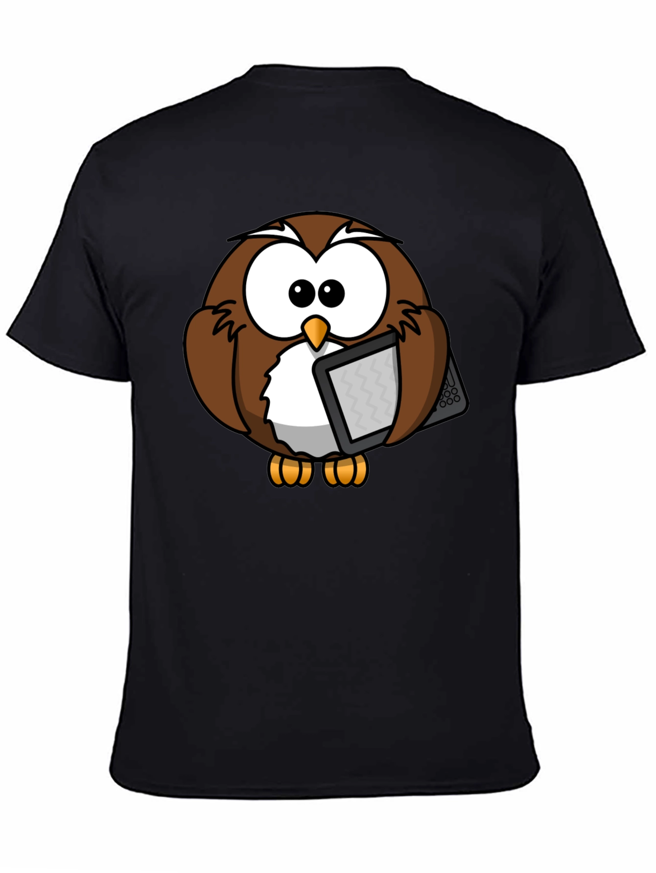 Black Owl Reading E-reader Graphic T-Shirt view 4