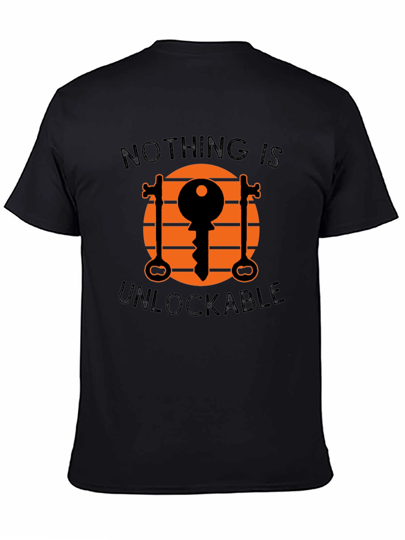 Black Unlockable Graphic Tee - Novelty Key Design T-Shirt view 4