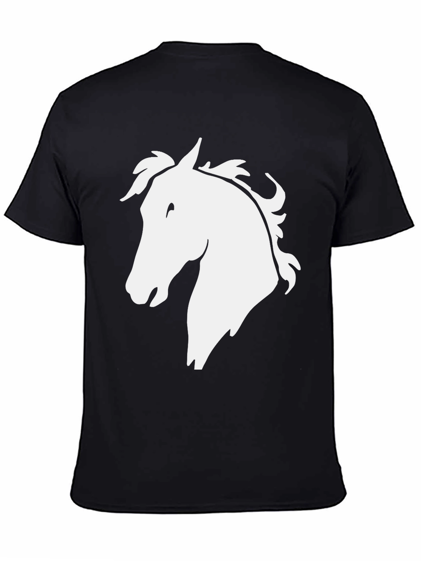 Black Horse Head Graphic Tee - Black Cotton T-Shirt view 4