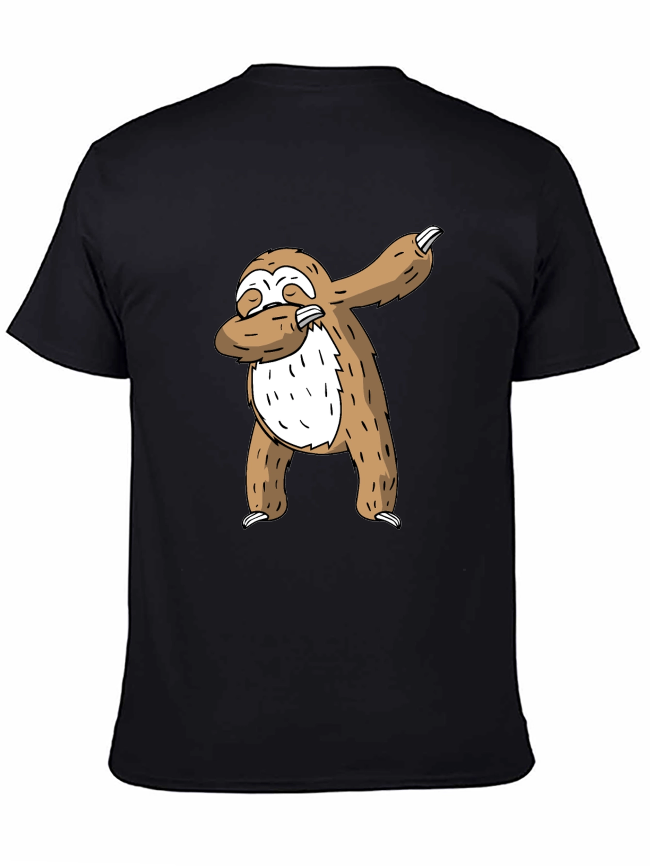Black Dabbing Sloth Graphic Tee - Cool Casual T-Shirt view 4
