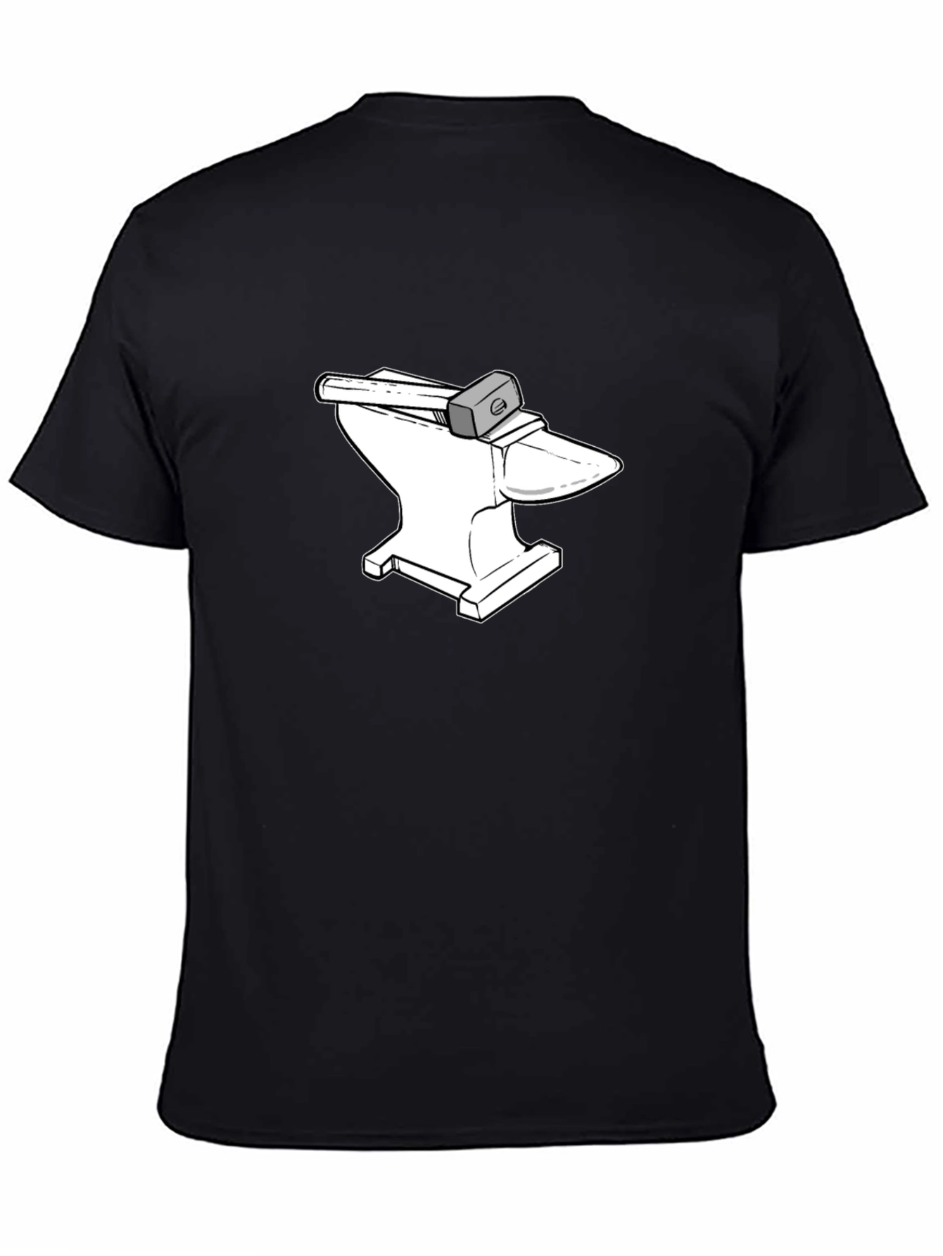 Black Anvil and Hammer Graphic Tee - Black Cotton T-Shirt view 4