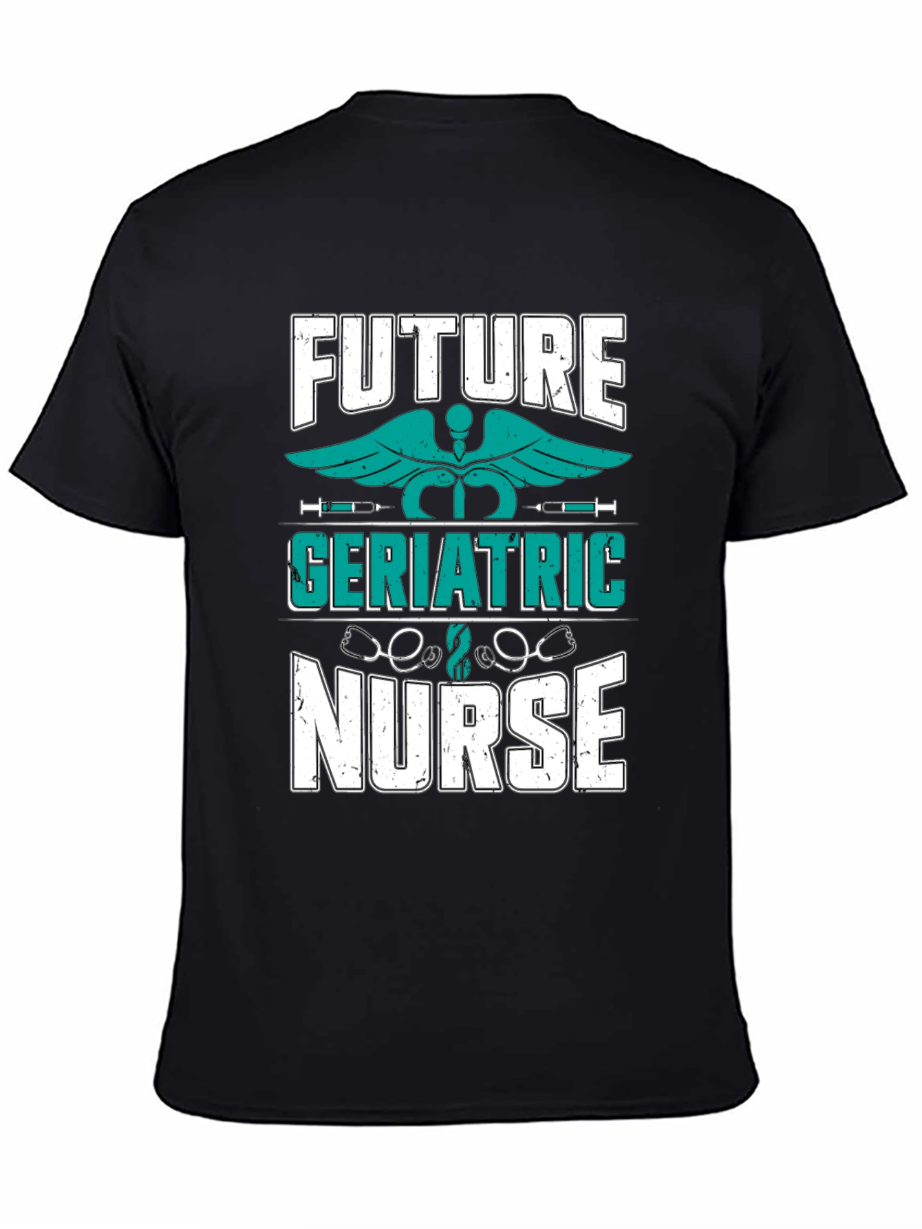 Black Future Geriatric Nurse T-Shirt - Medical Profession Apparel view 4