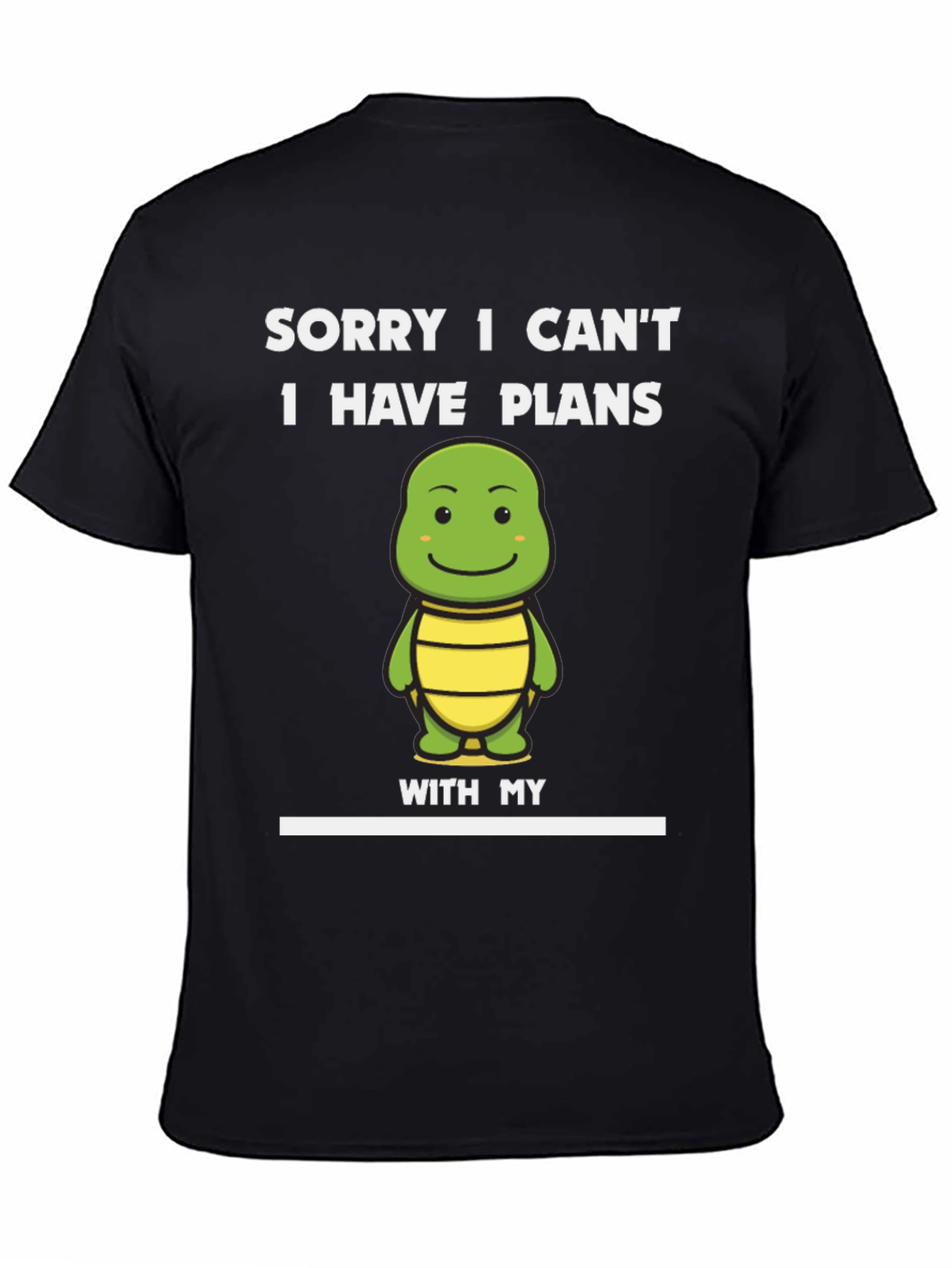 Black Funny Turtle Plans T-Shirt view 4