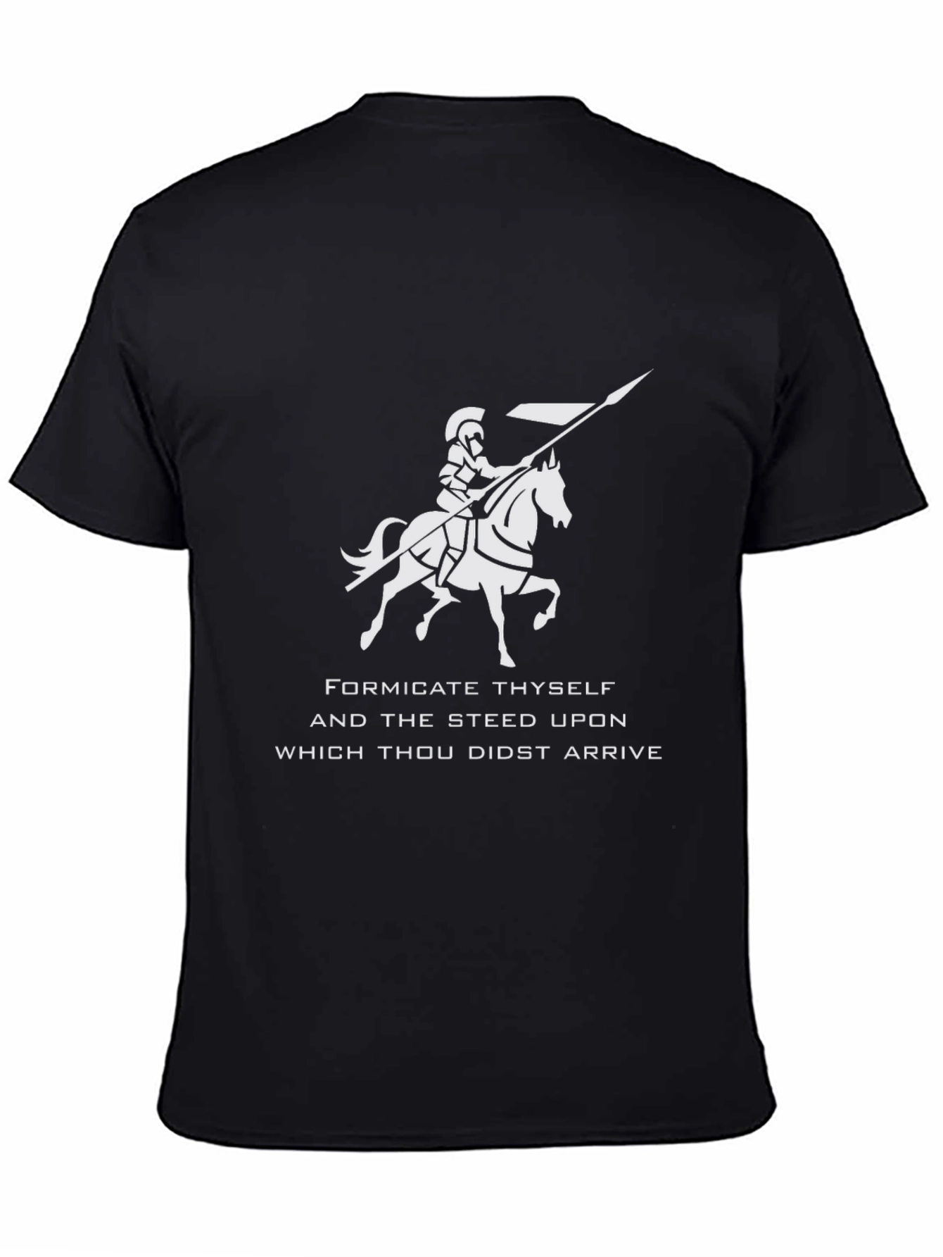 Black Humorous Knight & Steed Graphic T-Shirt view 4