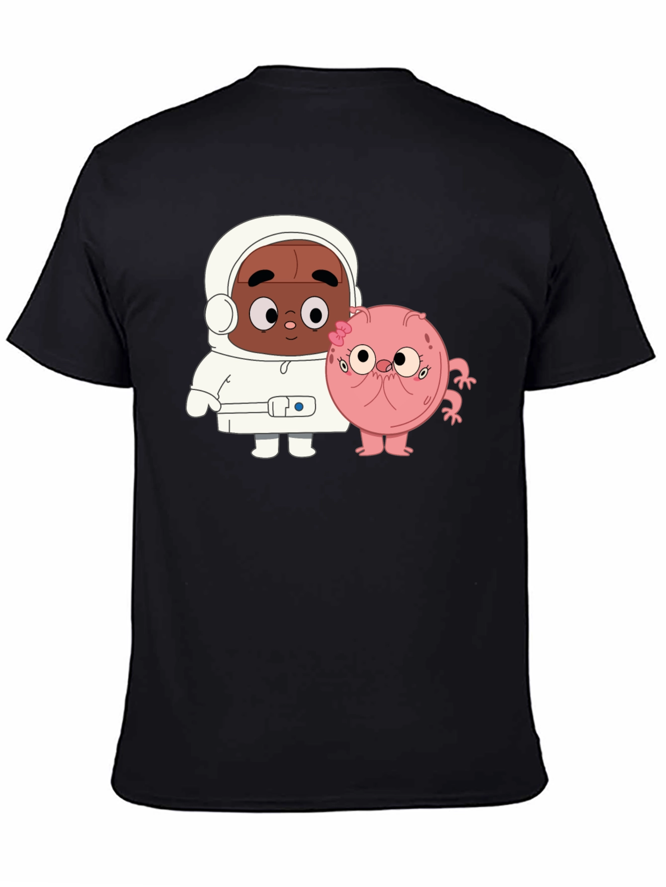 Black Cartoon Character Black T-Shirt view 4
