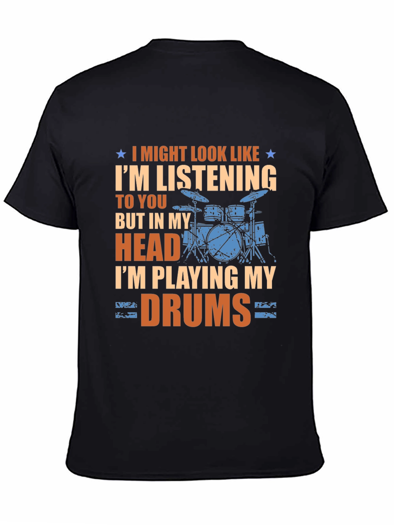 Black Drummer T-Shirt: I'm Playing My Drums view 4