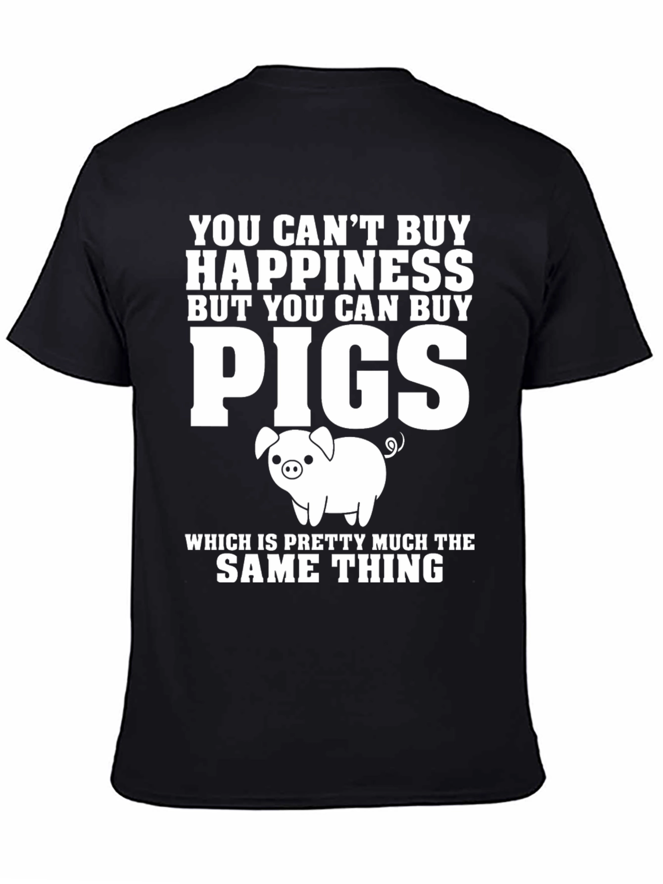 Black Funny Pig Lover T-Shirt: Can Buy Pigs view 4
