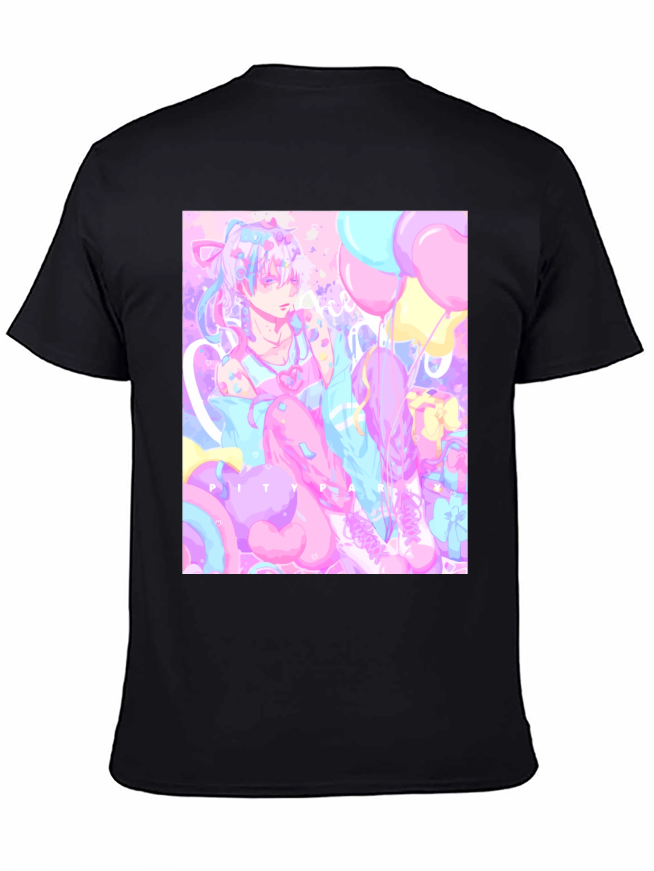 Black Anime Pastel Graphic Tee - Kawaii Pity Party T-Shirt view 4