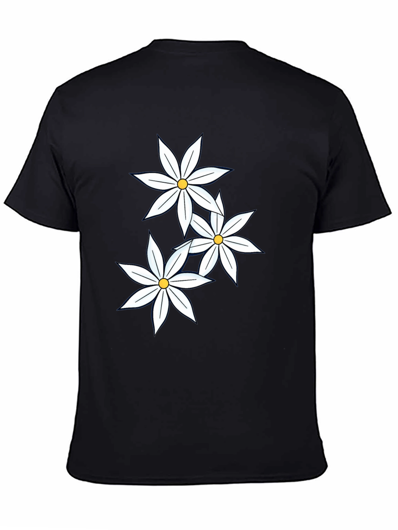 Black Black T-Shirt with Floral Design view 4