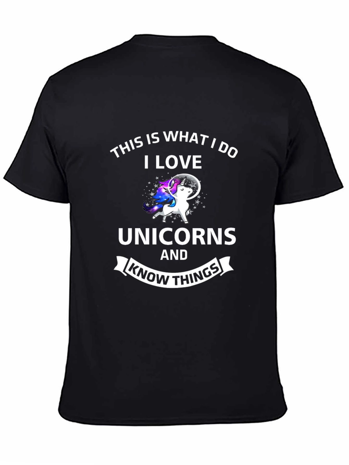 Black I Love Unicorns & Know Things Graphic Tee view 4
