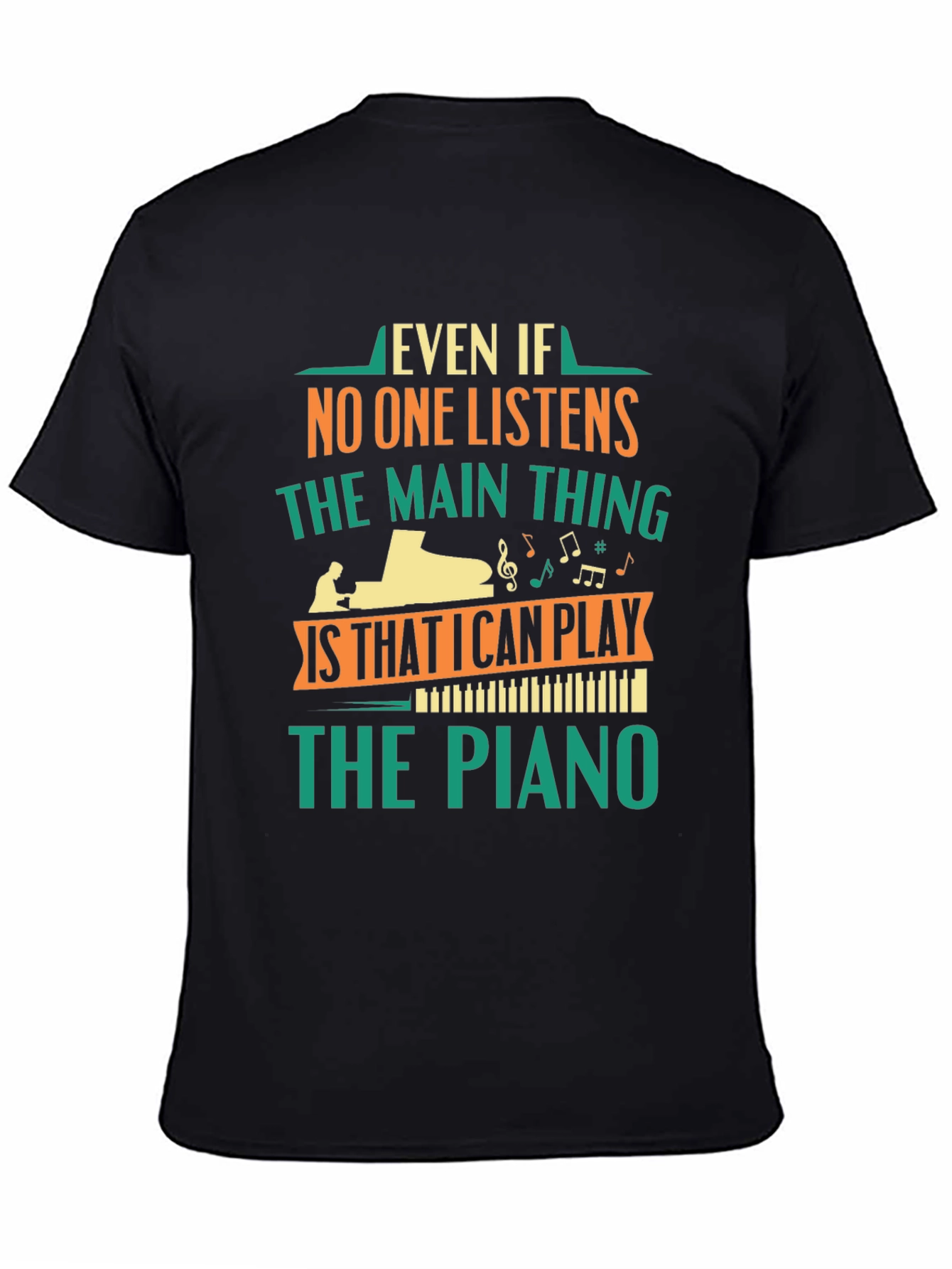 Black Piano Player T-Shirt - Music Lover Gift view 4