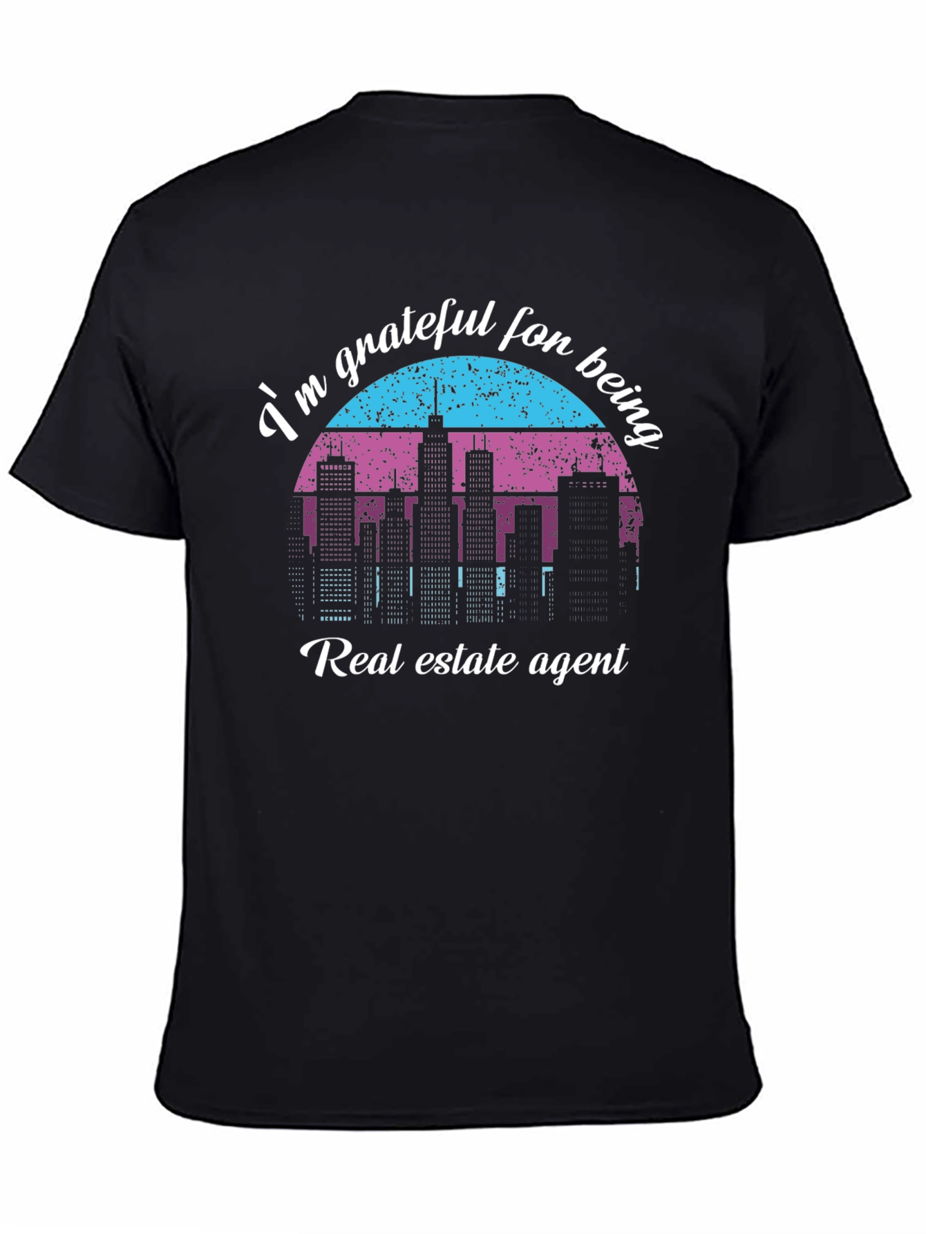 Black Grateful Real Estate Agent Black T-Shirt view 4