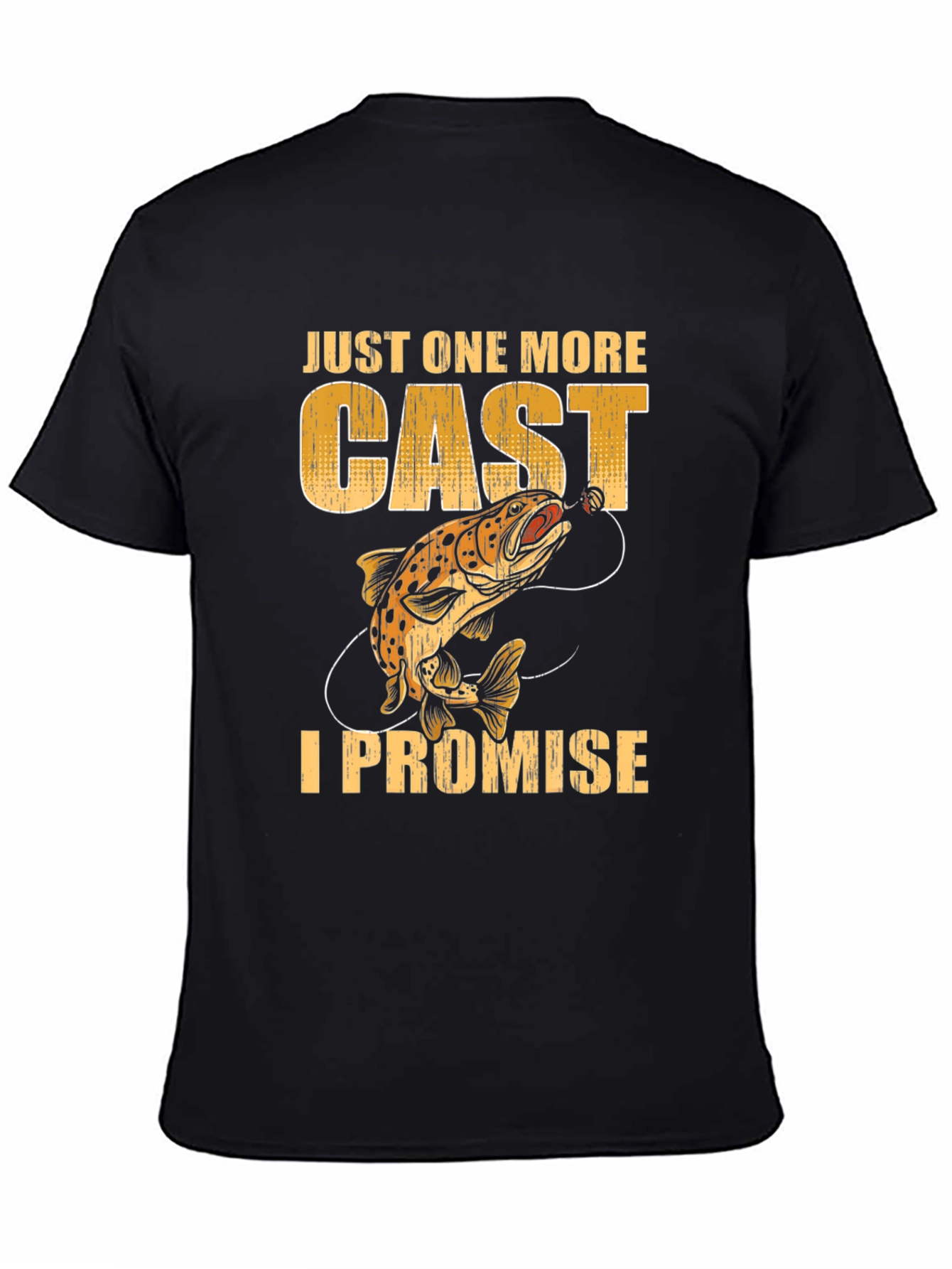 Black Just One More Cast Fishing T-Shirt view 4