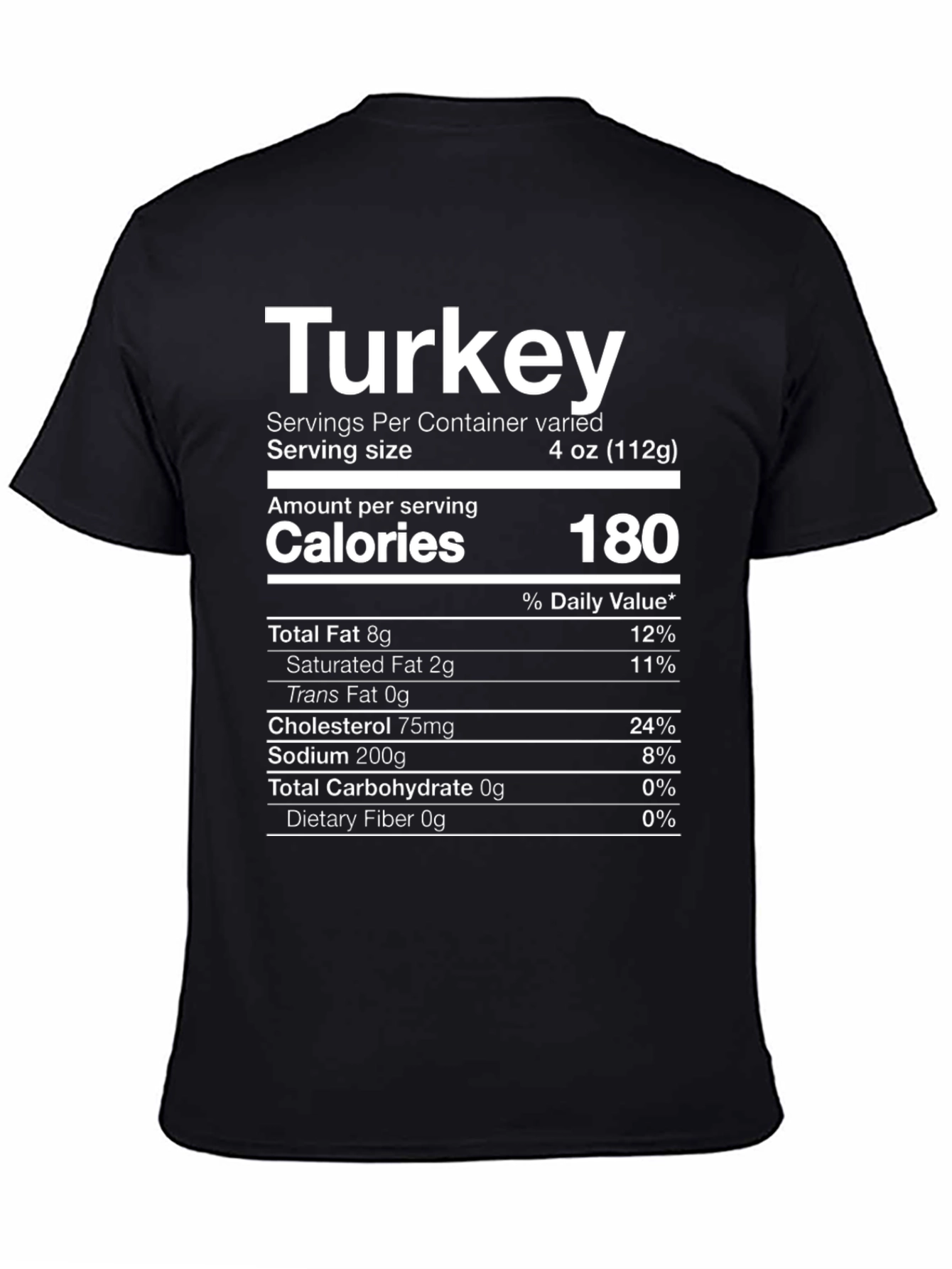 Black Turkey Nutritional Facts T-Shirt view 4