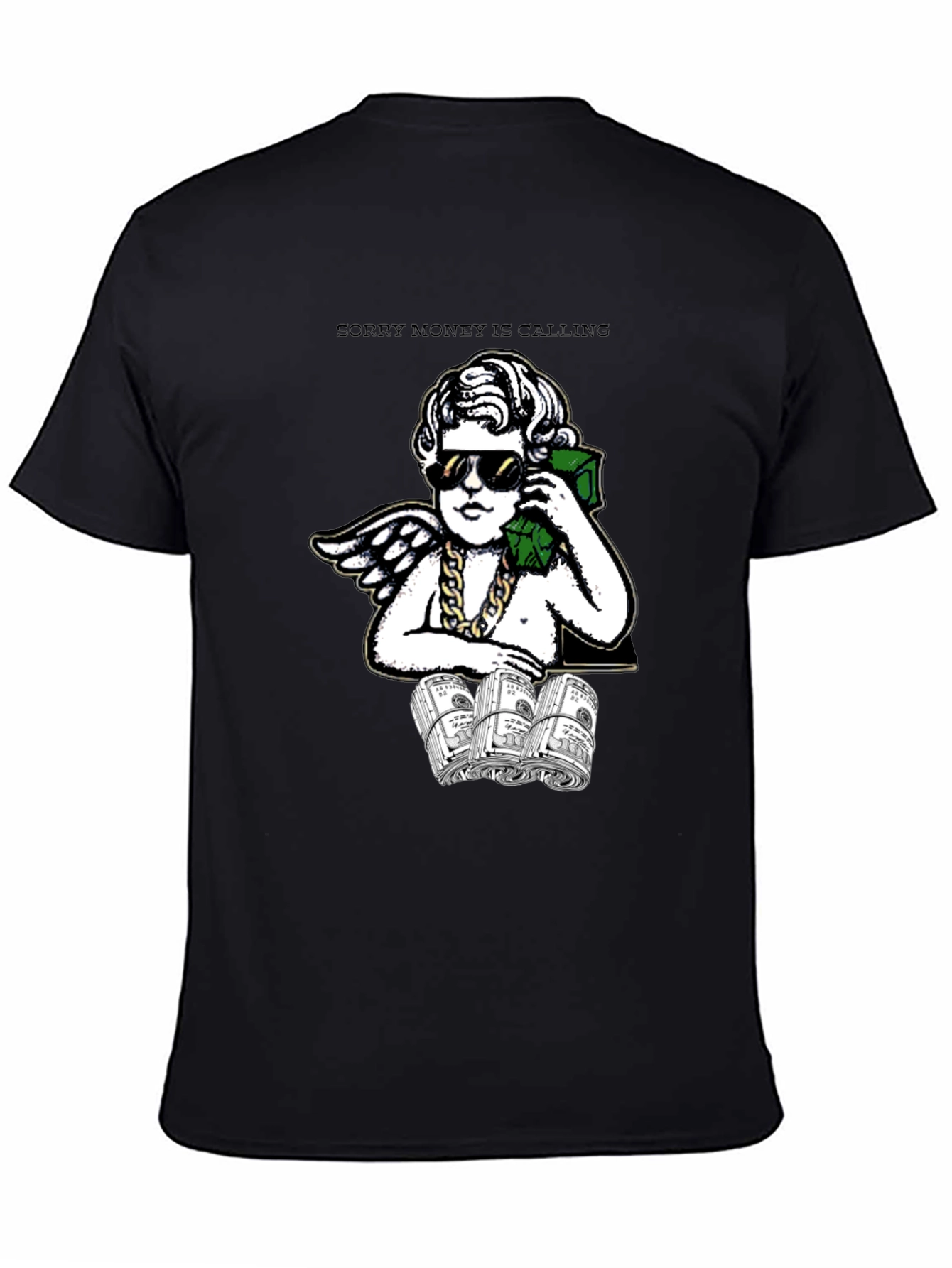 Black Money Calling Graphic Tee view 4