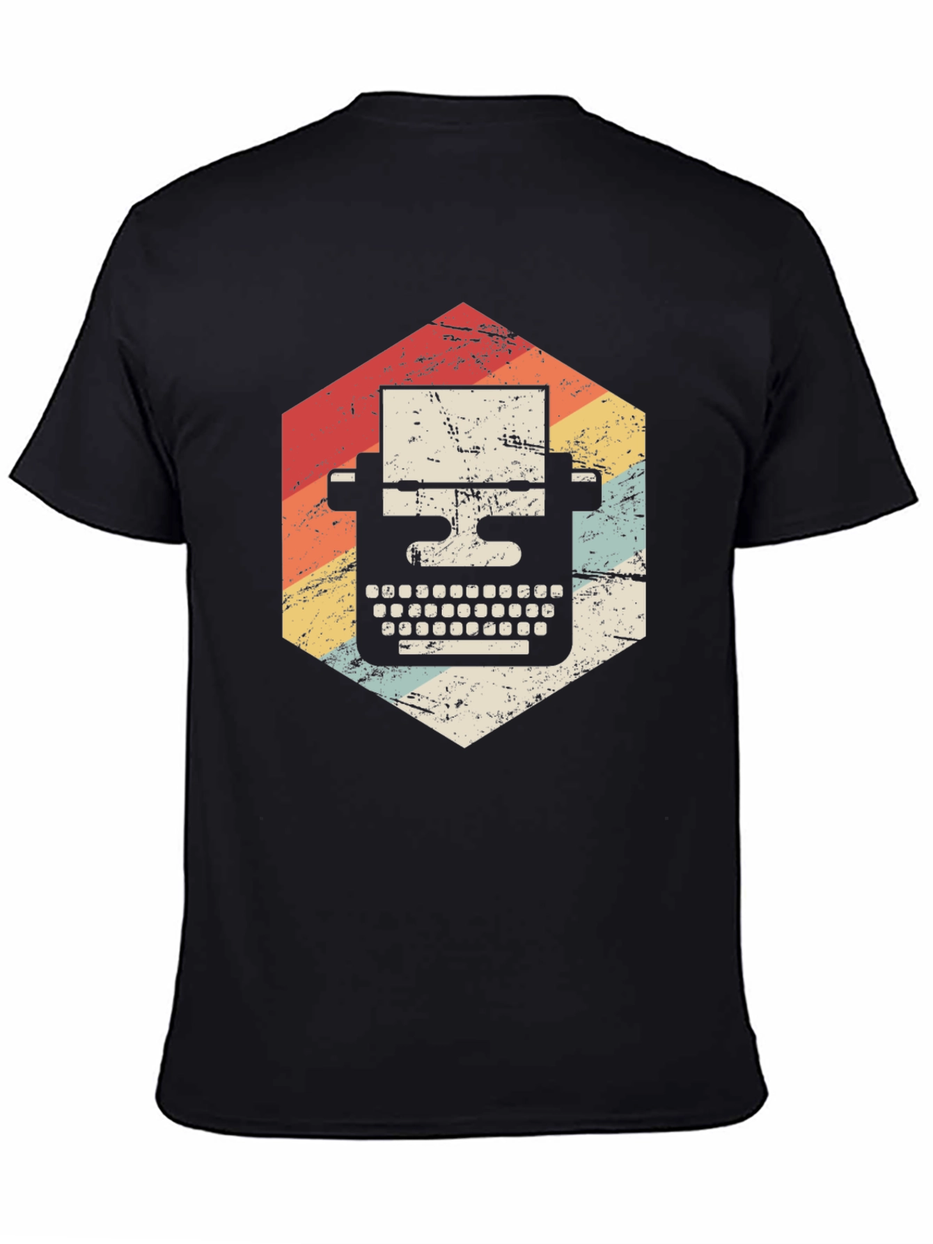 Black Vintage Typewriter Graphic T-Shirt view 4
