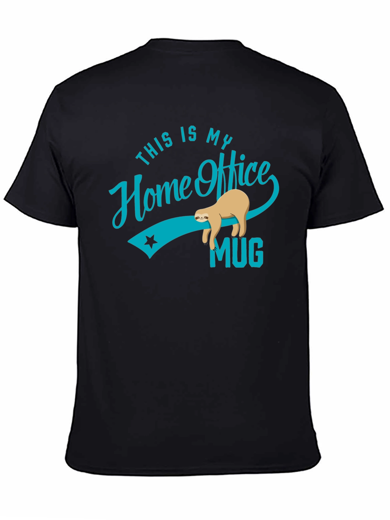 Black Funny Sloth Home Office T-Shirt view 4