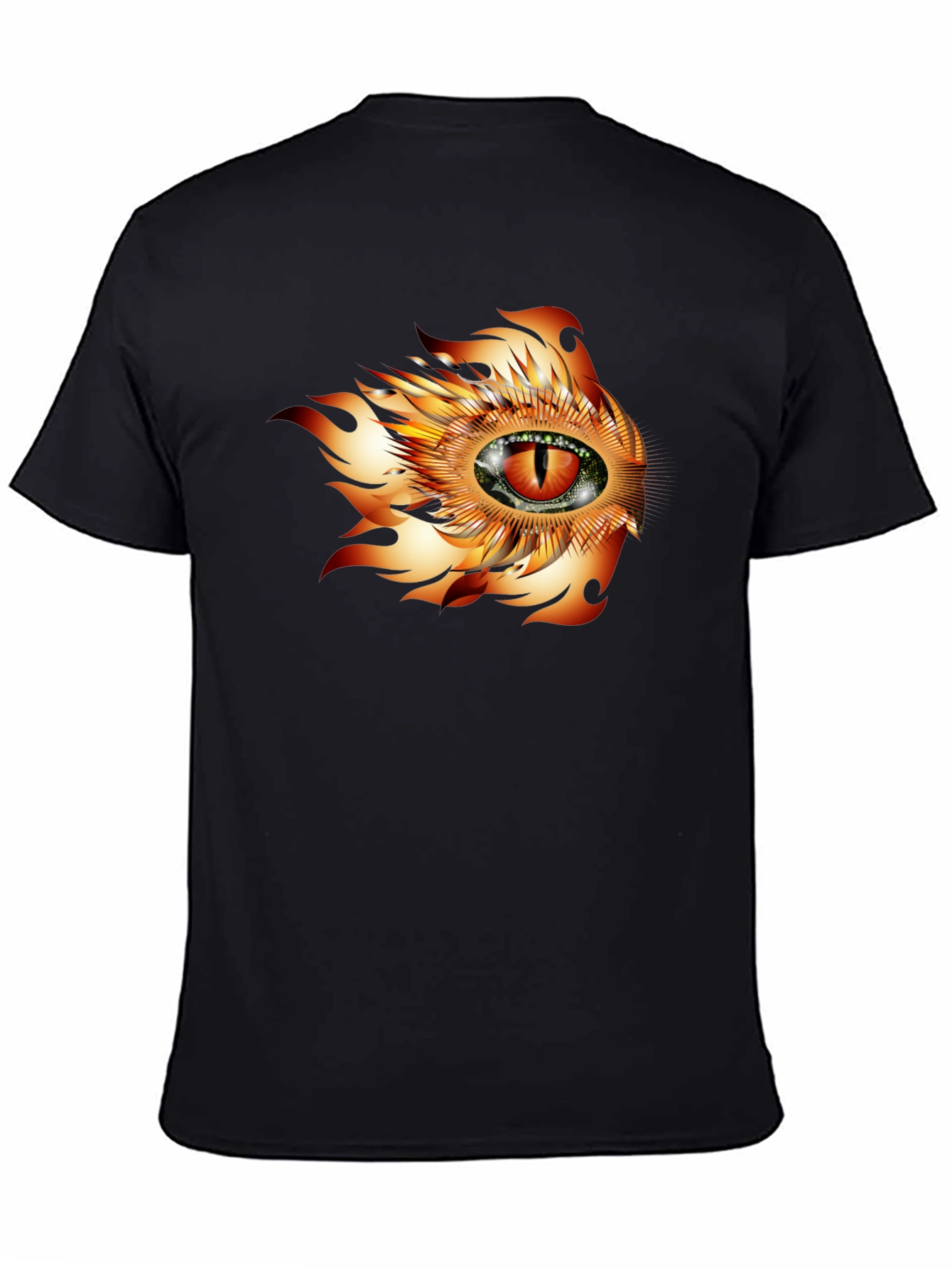Black Fiery Eye Graphic T-Shirt - Bold Black Cotton Tee view 4