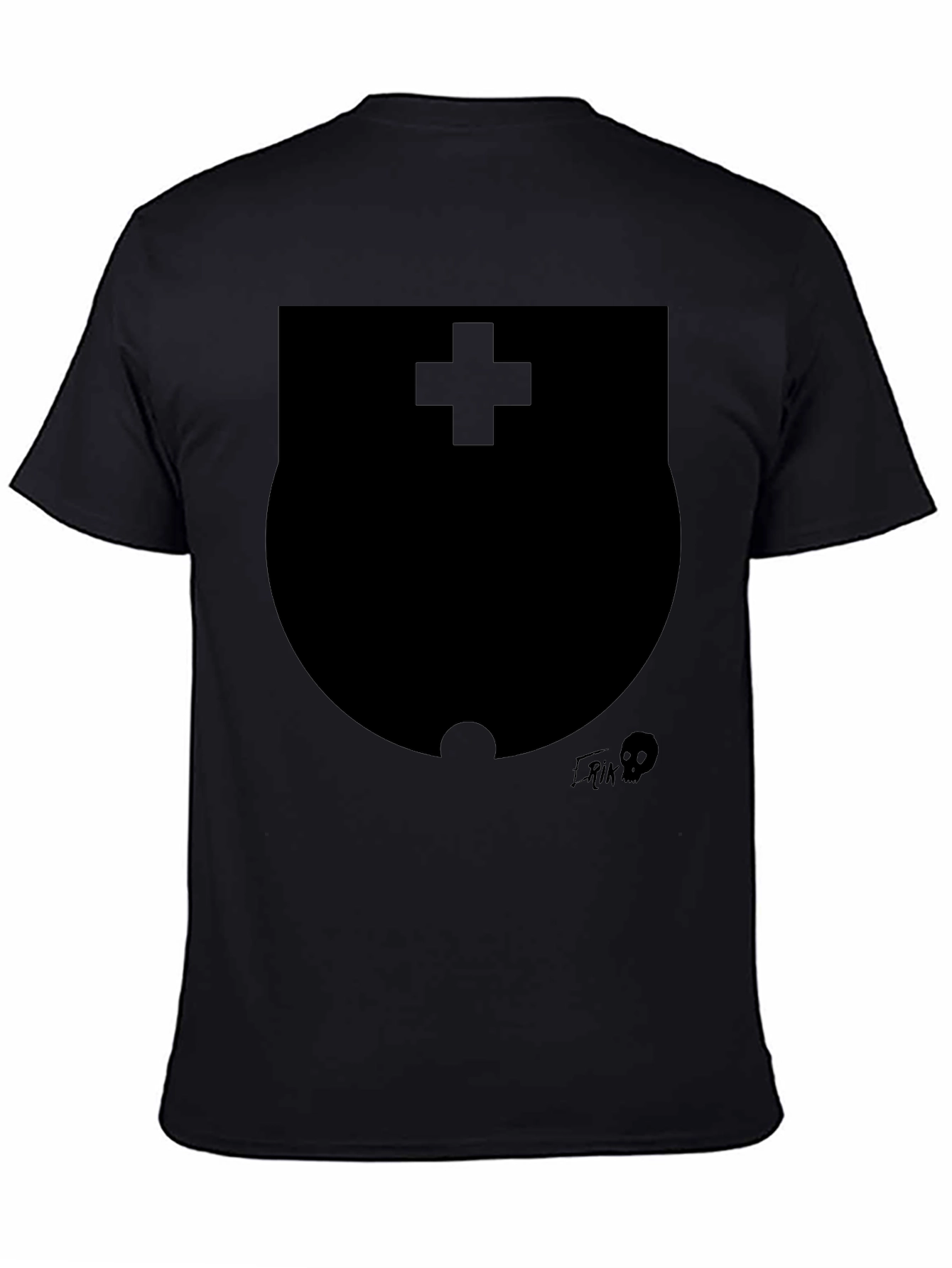 Black Modern Black Graphic T-Shirt with Shield Design view 4