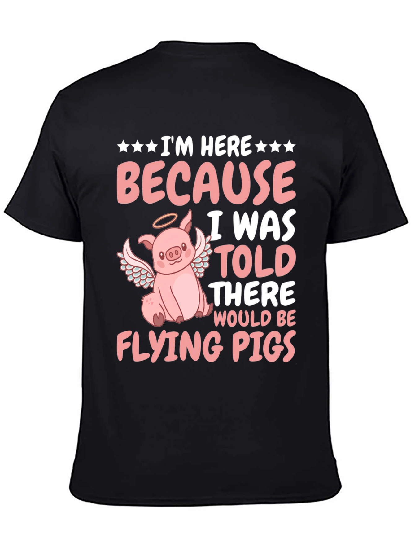 Black Flying Pig T-Shirt - Funny Animal Graphic Tee view 4