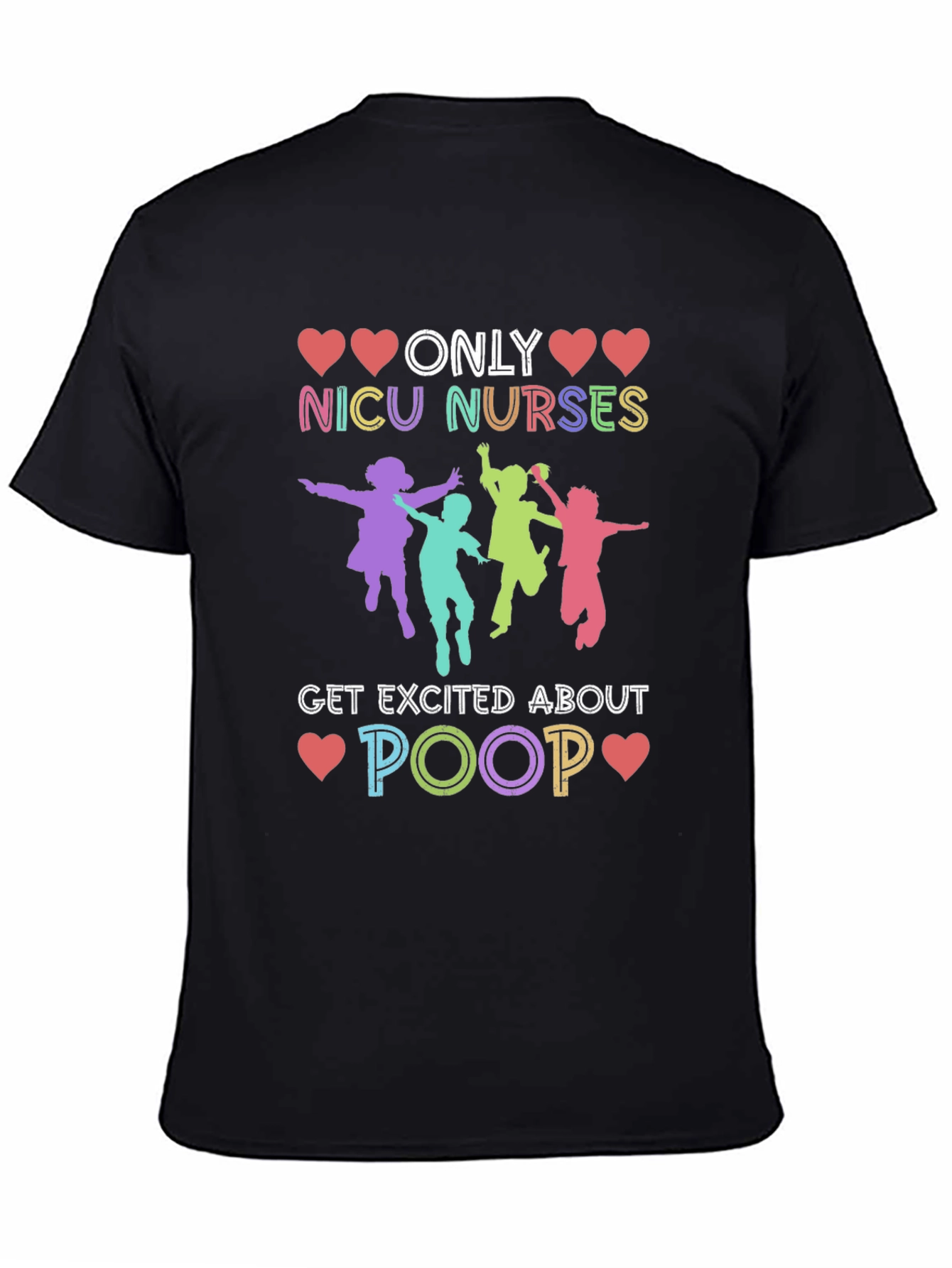 Black NICU Nurses Poop T-Shirt view 4
