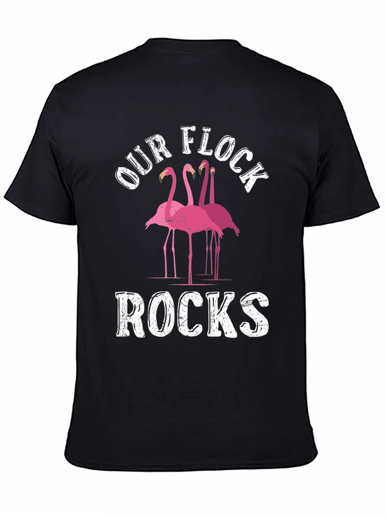Black Our Flock Rocks Flamingo Graphic Tee view 4