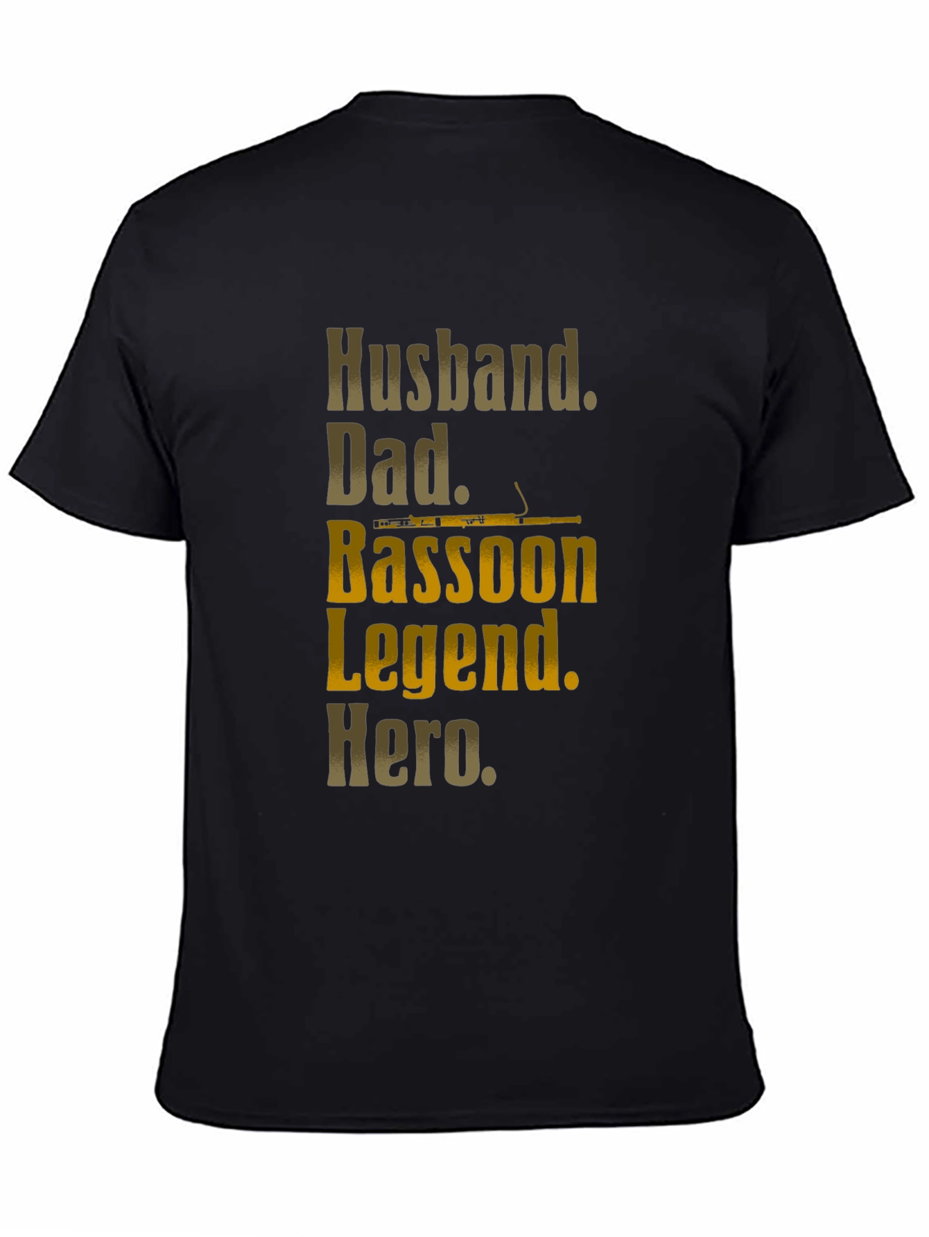 Black Husband Dad Bassoon Legend Hero Men's Black T-Shirt view 4