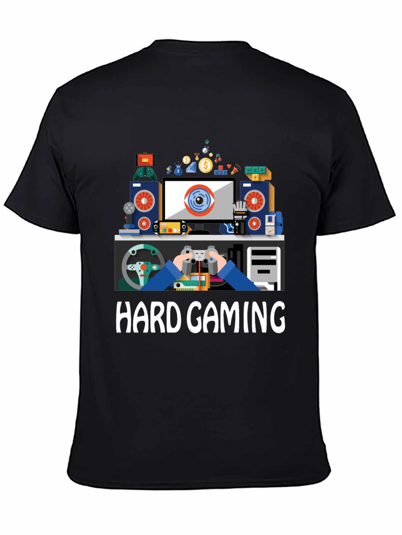 Black Hard Gaming T-Shirt - Gamer Life Apparel view 4
