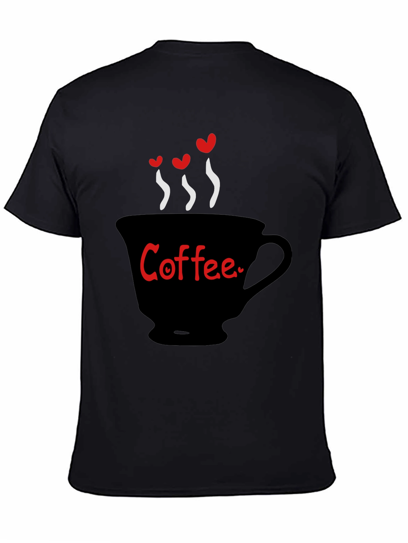 Black Coffee Lover T-Shirt - Heart Steam Design view 4