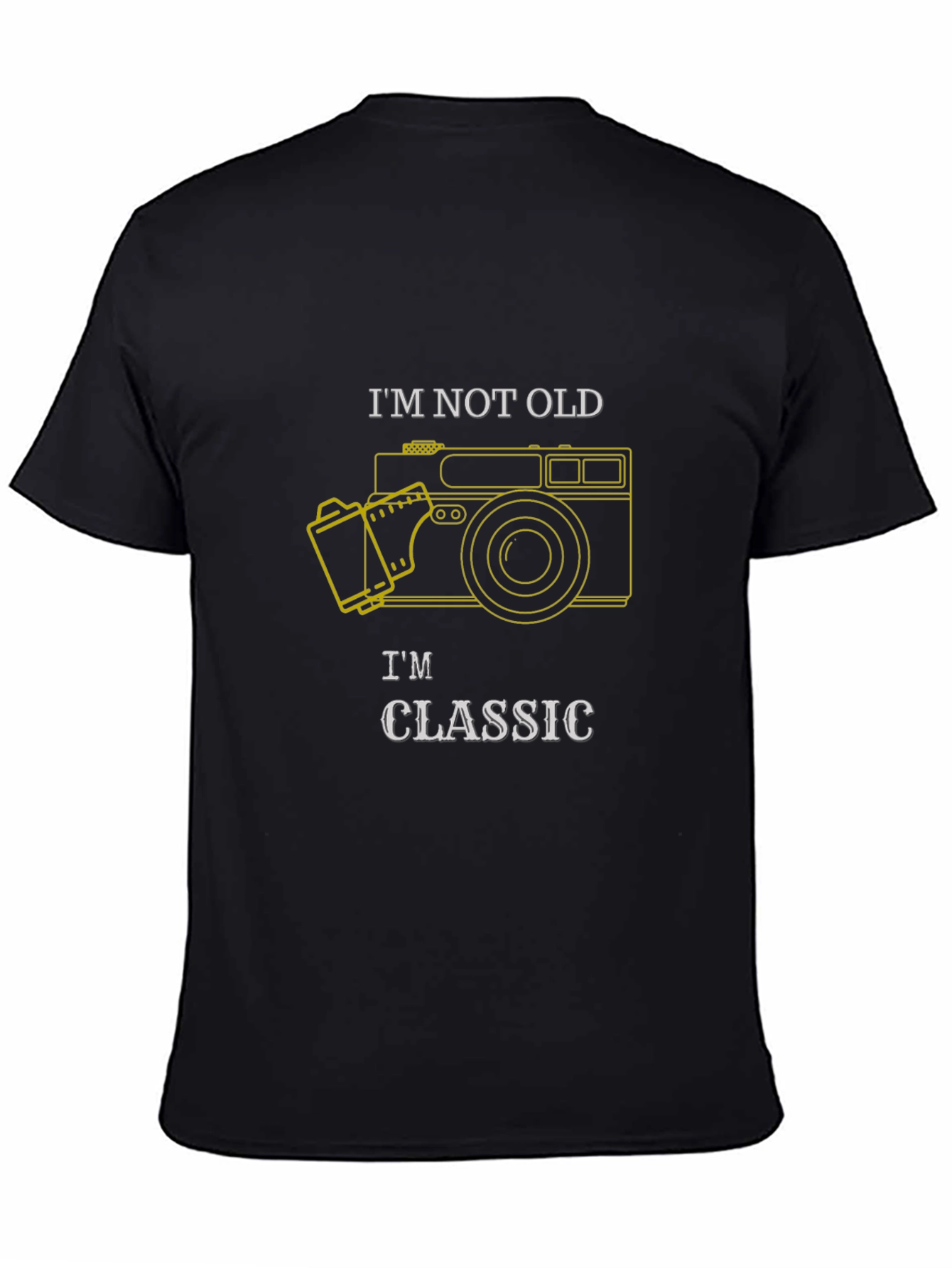 Black Classic Camera T-Shirt - "I'm Not Old, I'm Classic" view 4