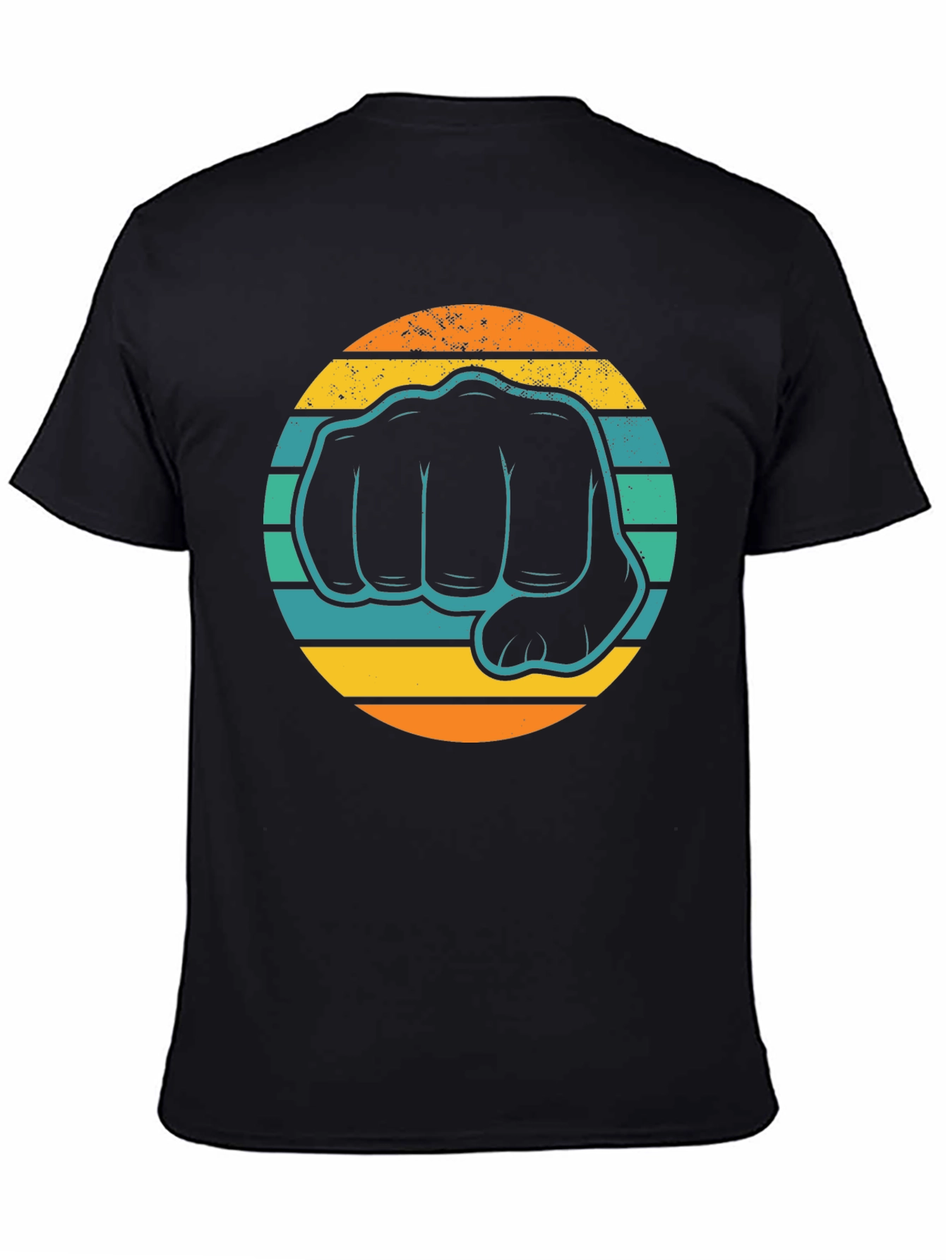 Black Retro Fist Graphic T-Shirt view 4