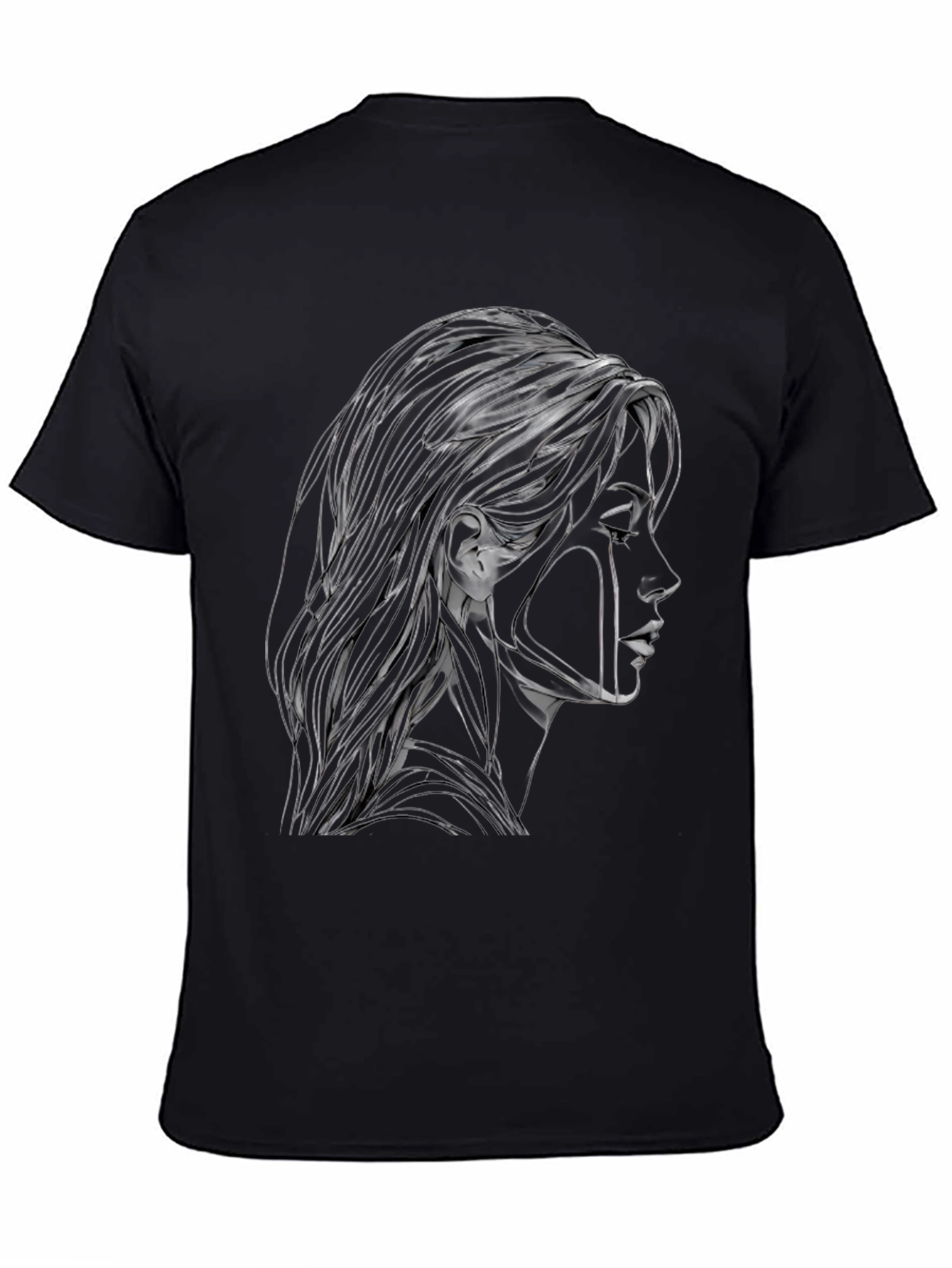 Black Abstract Woman Graphic Black T-Shirt view 4