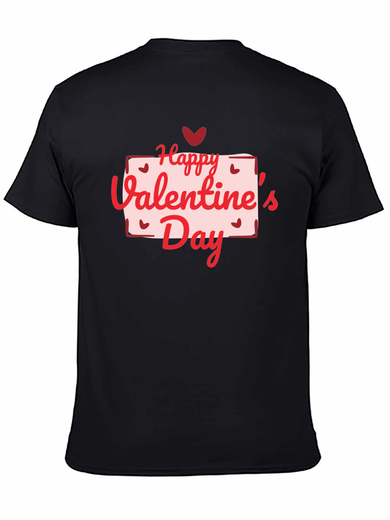 Black Happy Valentine's Day Graphic Black T-Shirt view 4