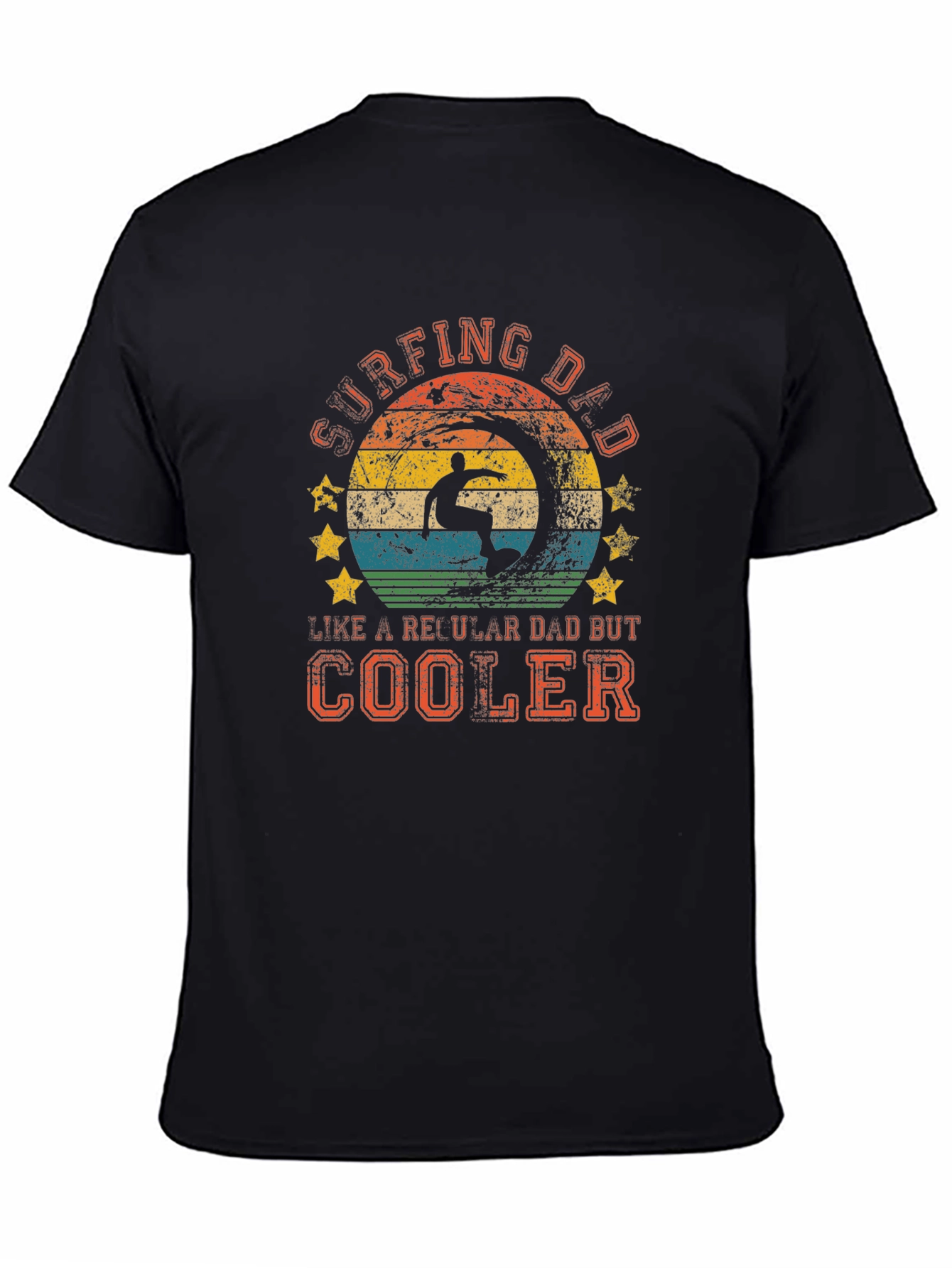 Black Surfing Dad T-Shirt - Like a Regular Dad But Cooler view 4