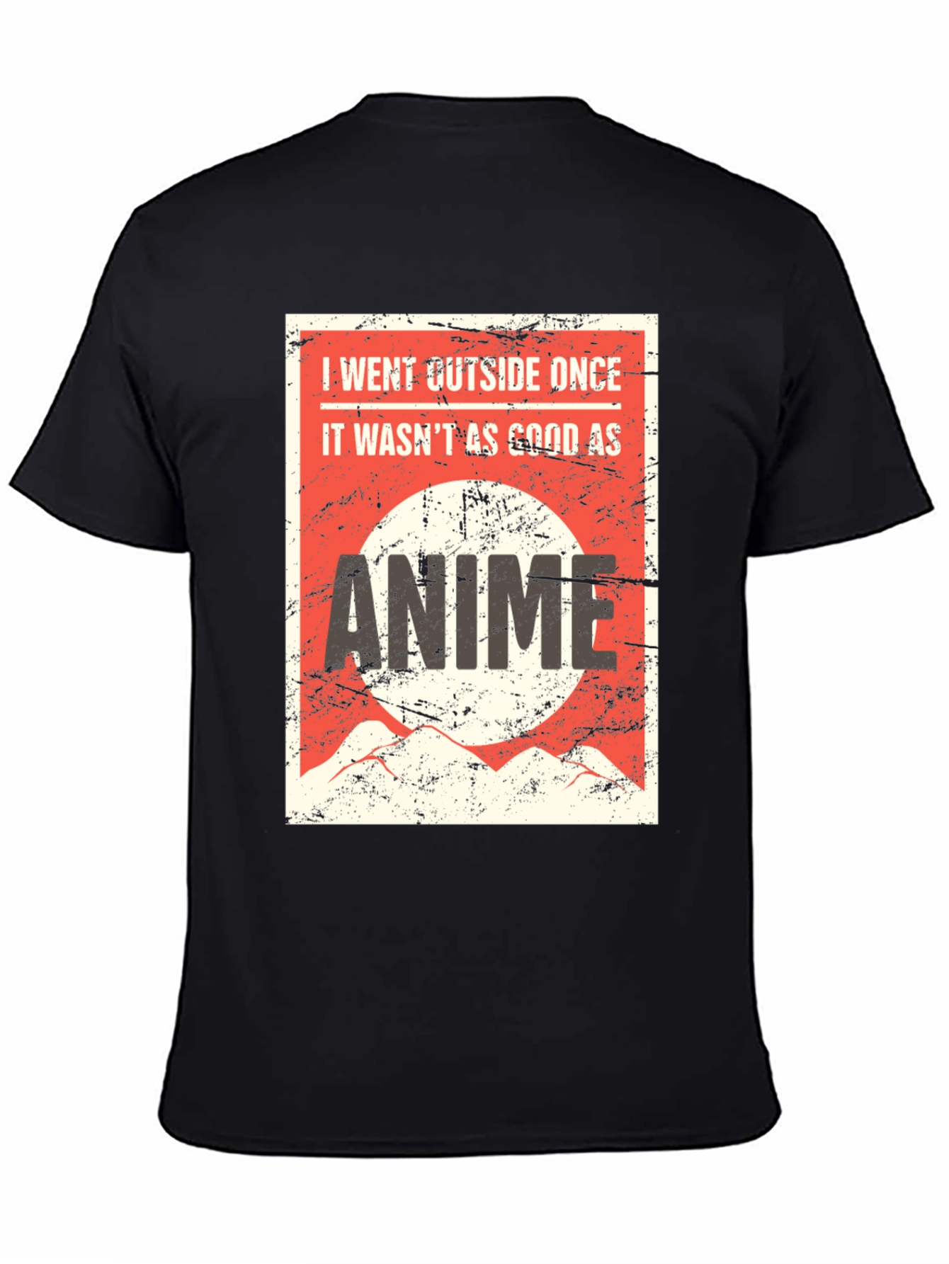 Black Anime Lover Graphic Tee - I Went Outside Once T-Shirt view 4