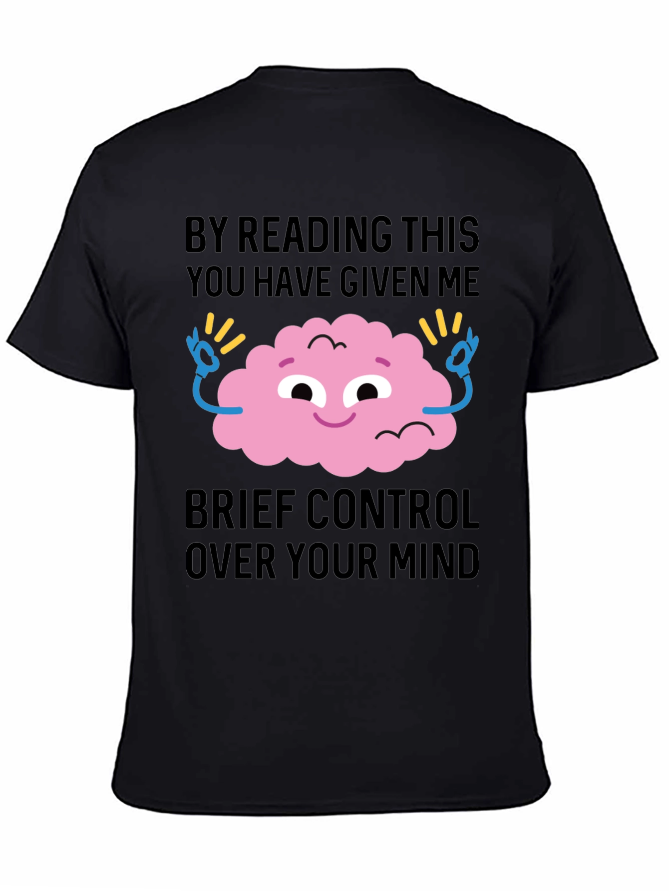Black Mind Control T-Shirt - Funny Brain Tee view 4