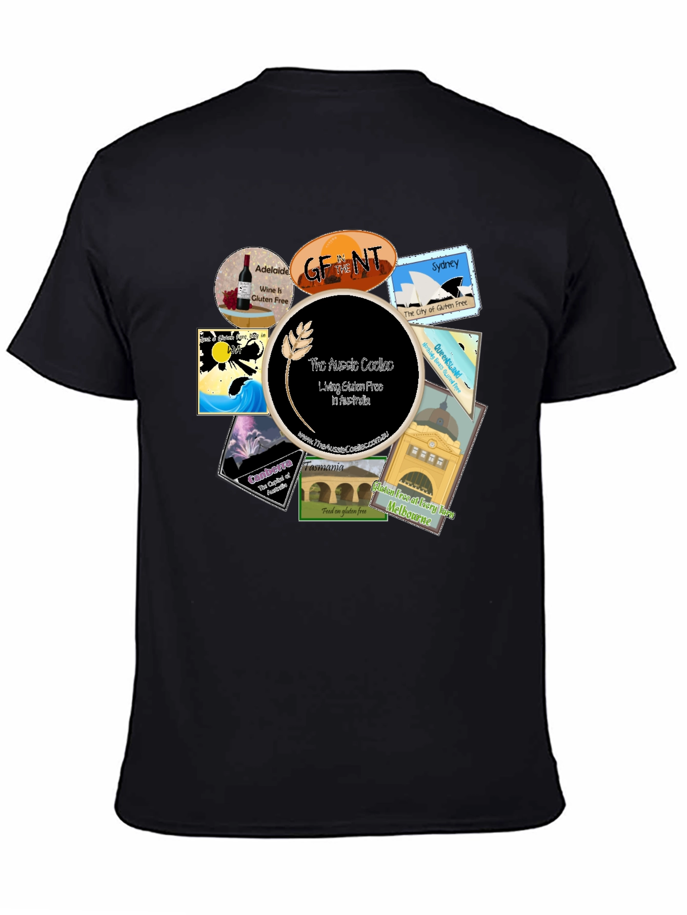 Black Aussie Cities Gluten-Free T-Shirt view 4