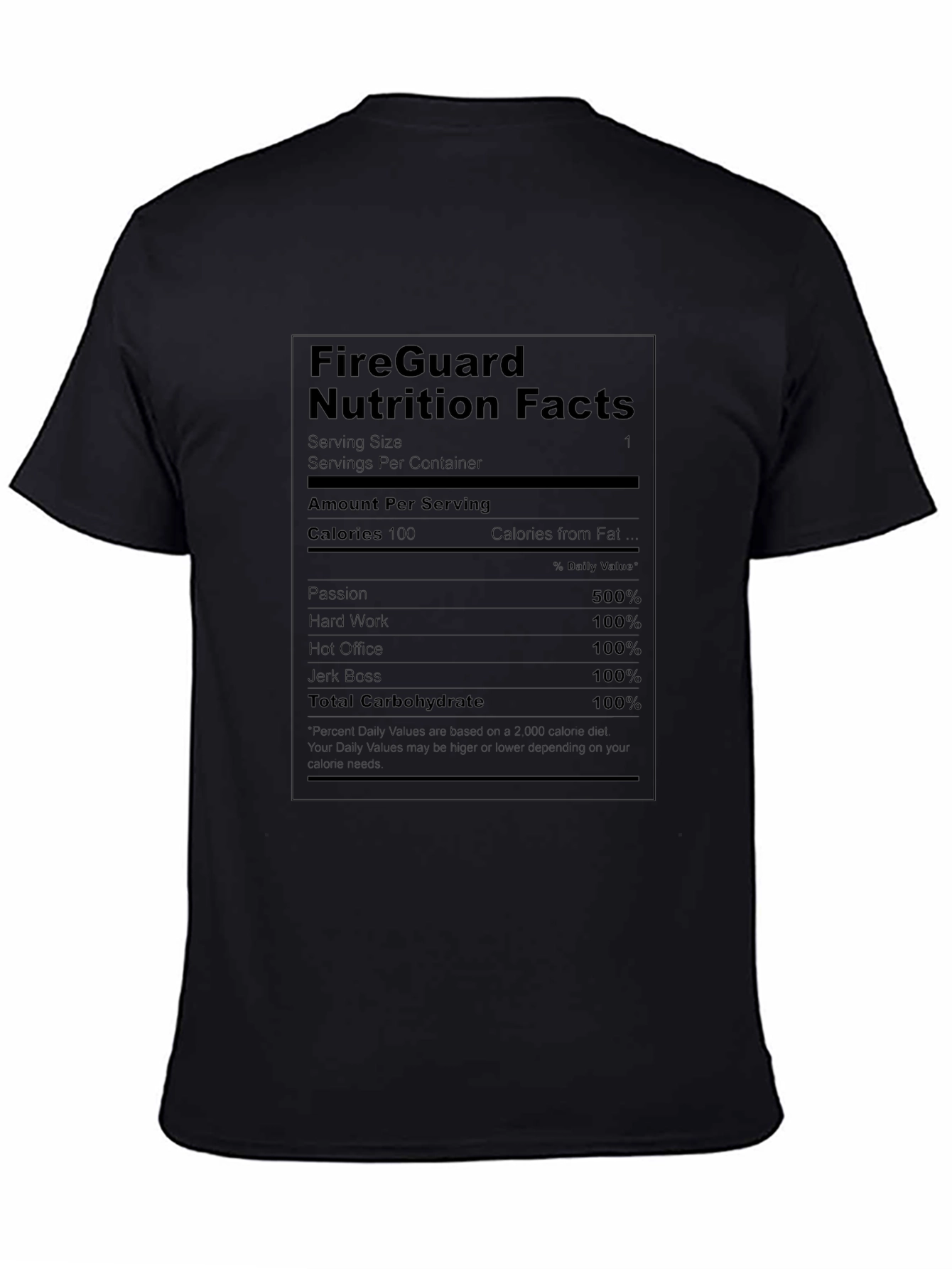 Black FireGuard Nutrition Facts Black T-Shirt view 4