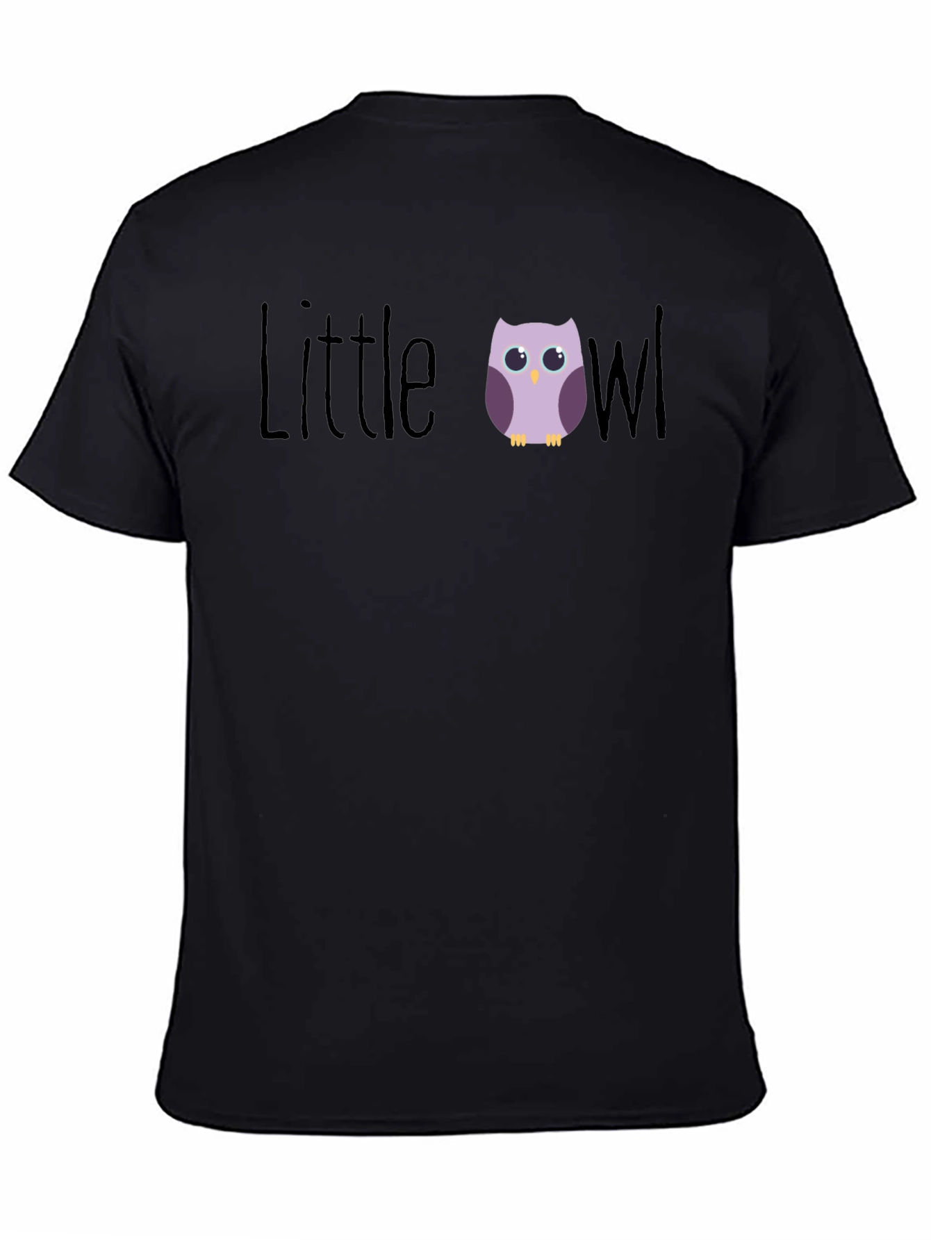Black Little Owl Graphic T-Shirt - Cute Bird Tee view 4