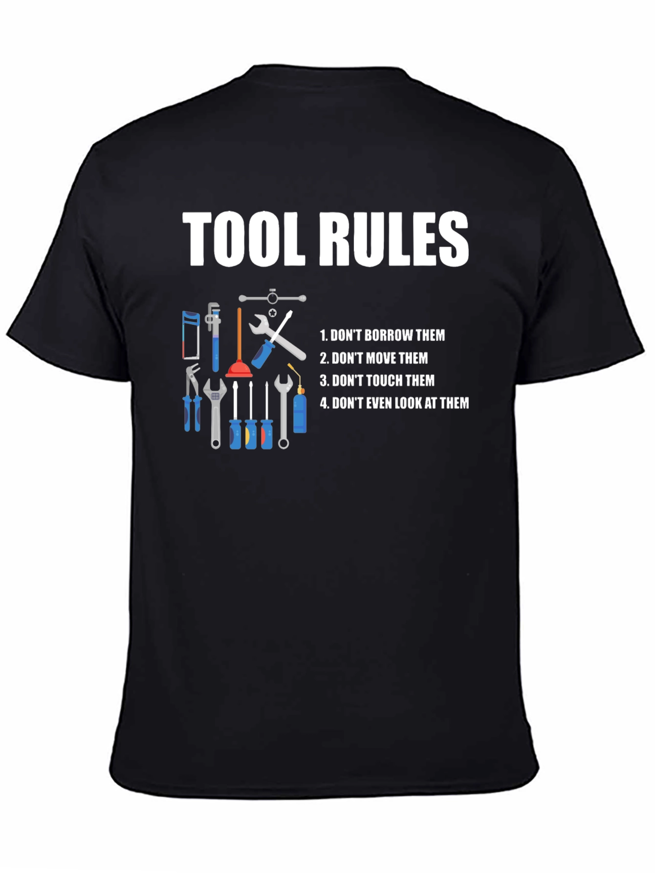 Black Tool Rules Graphic T-Shirt - Funny Handyman Tee view 4