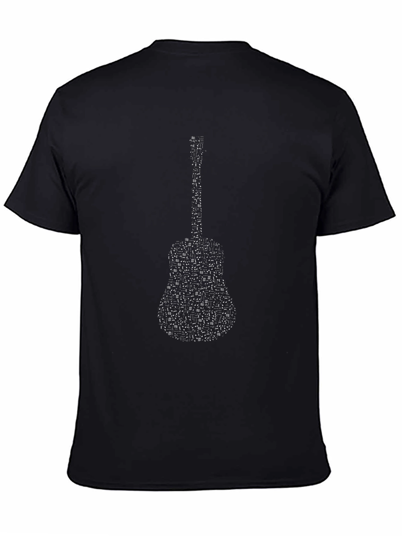 Black Guitar Music Notes Graphic Tee - Black view 4