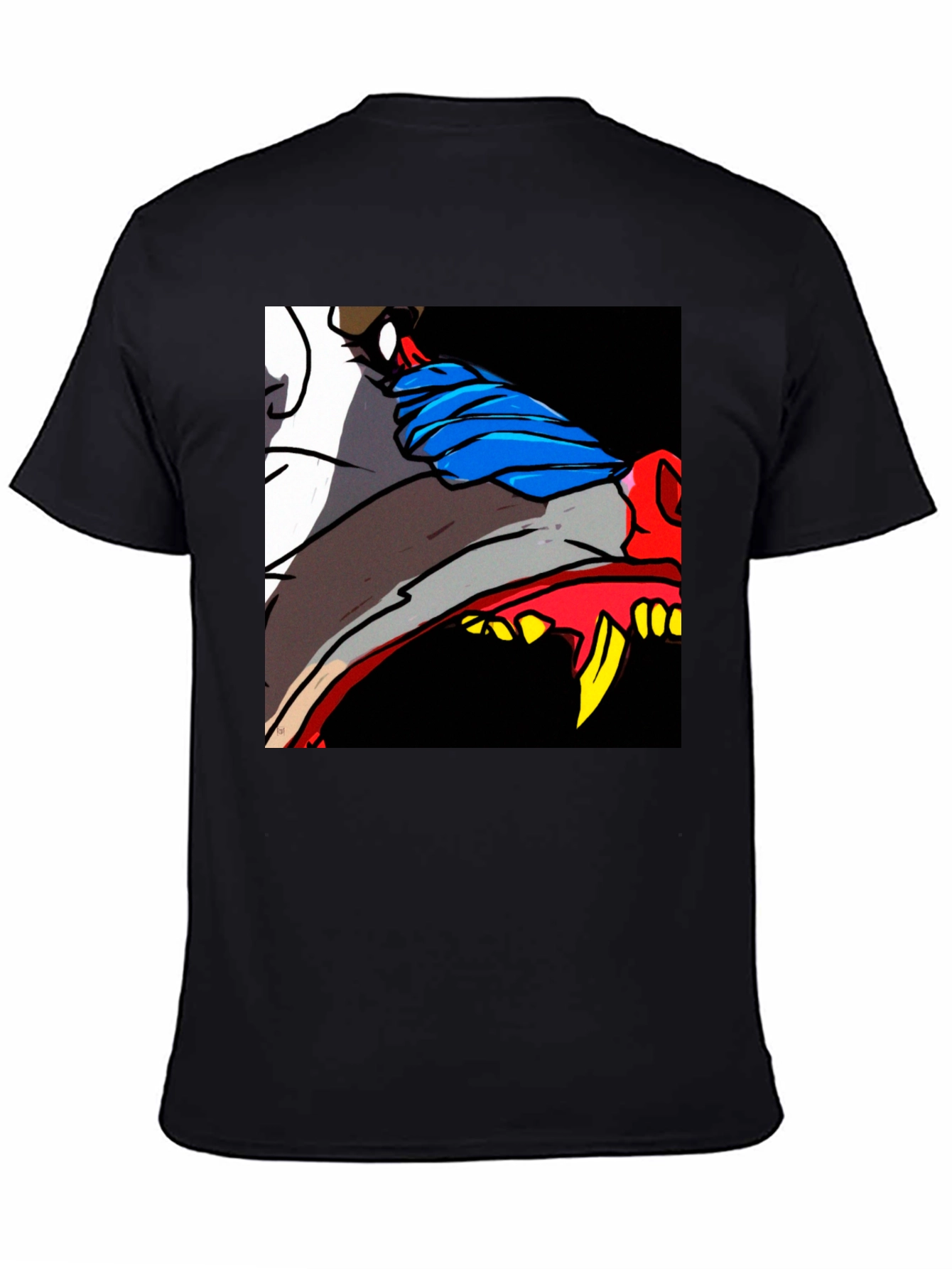 Black Cartoon Wolf Graphic Tee - Black view 4