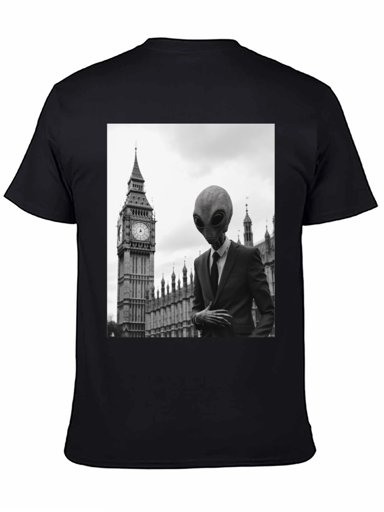 Black Alien in London T-Shirt - Men's Graphic Tee view 4