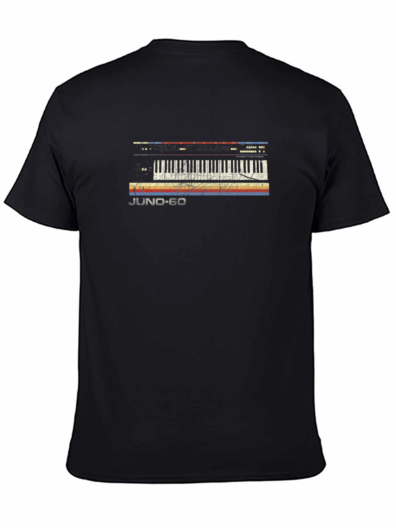 Black Juno-60 Keyboard Vintage Style T-Shirt view 4