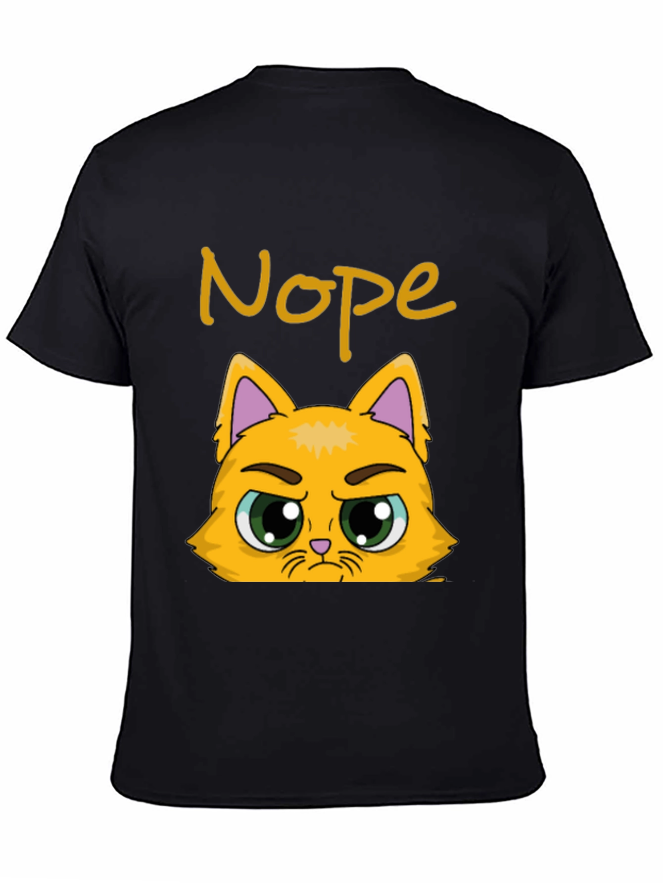 Black Nope Cat Graphic T-Shirt - Funny Grumpy Kitten Tee view 4