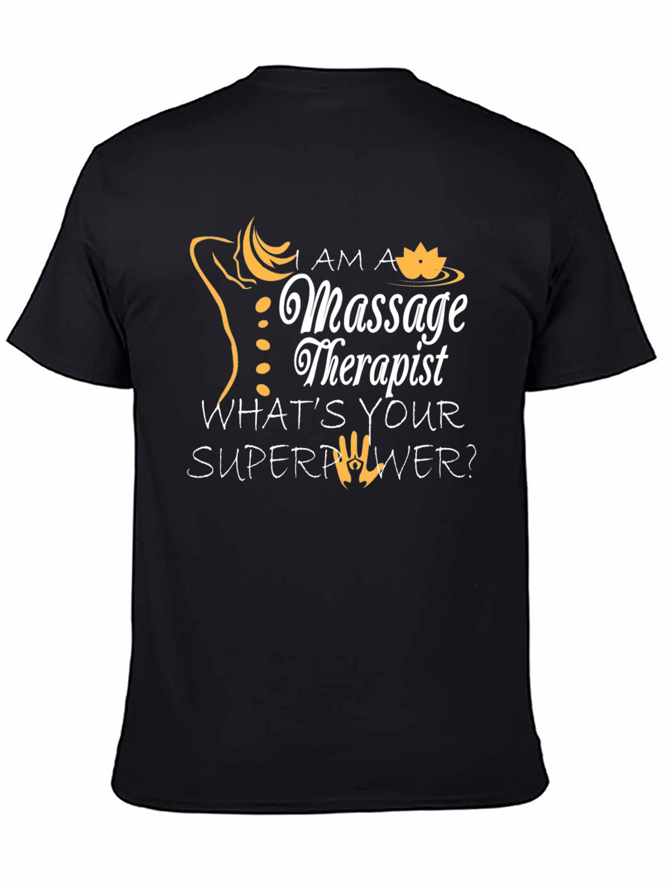 Black Massage Therapist Superpower Black Tee Shirt view 4