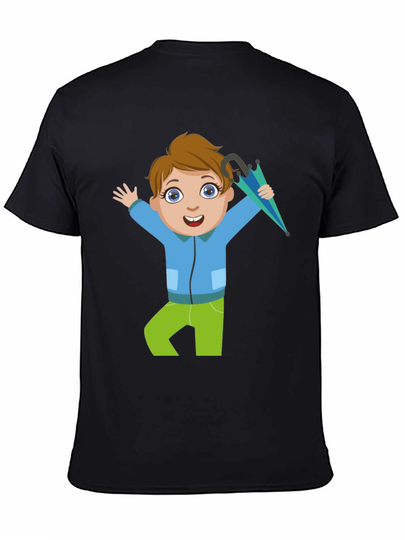 Black Cartoon Boy Black T-Shirt view 4